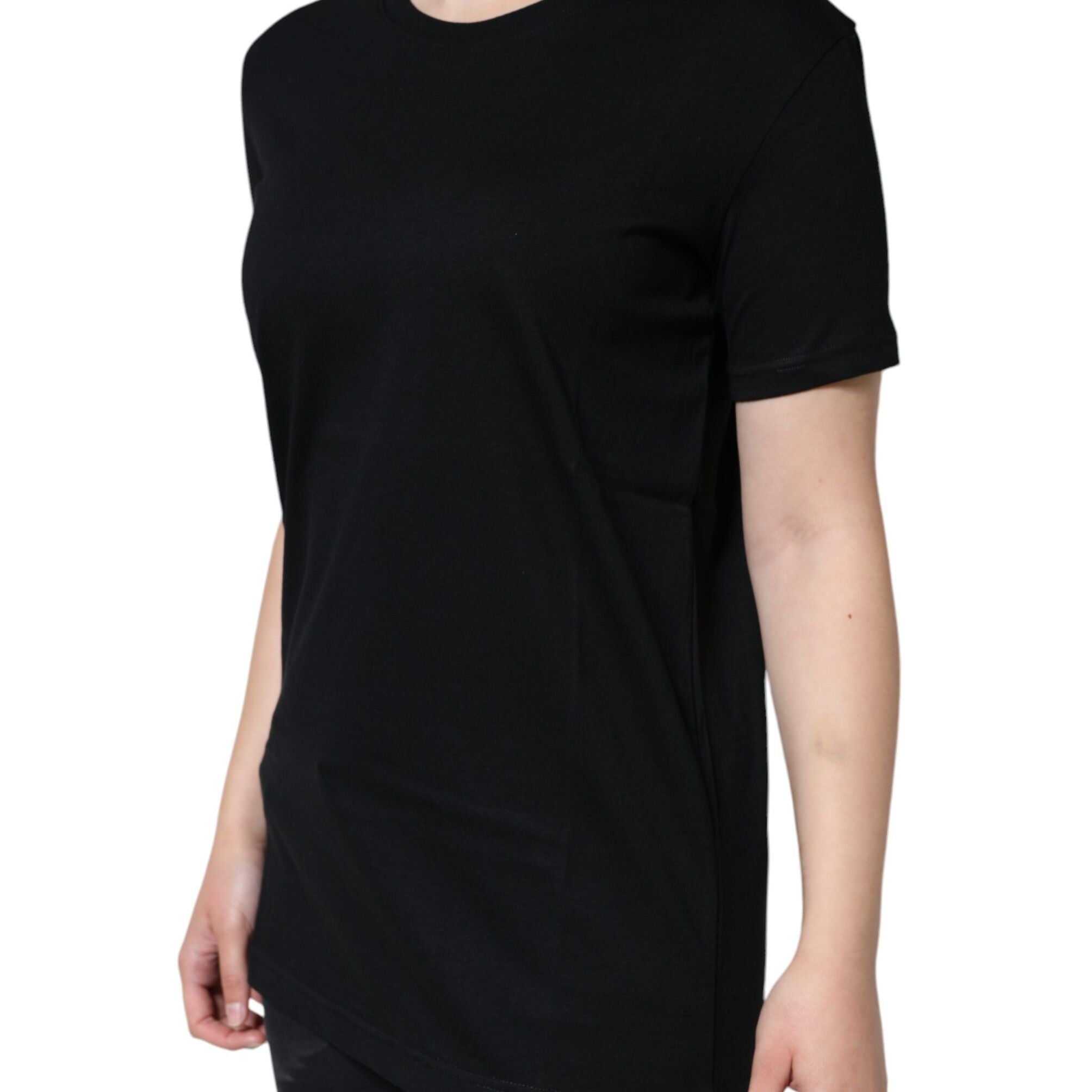 Dolce & Gabbana Black Cotton Crew Neck Short Sleeve T-shirt
