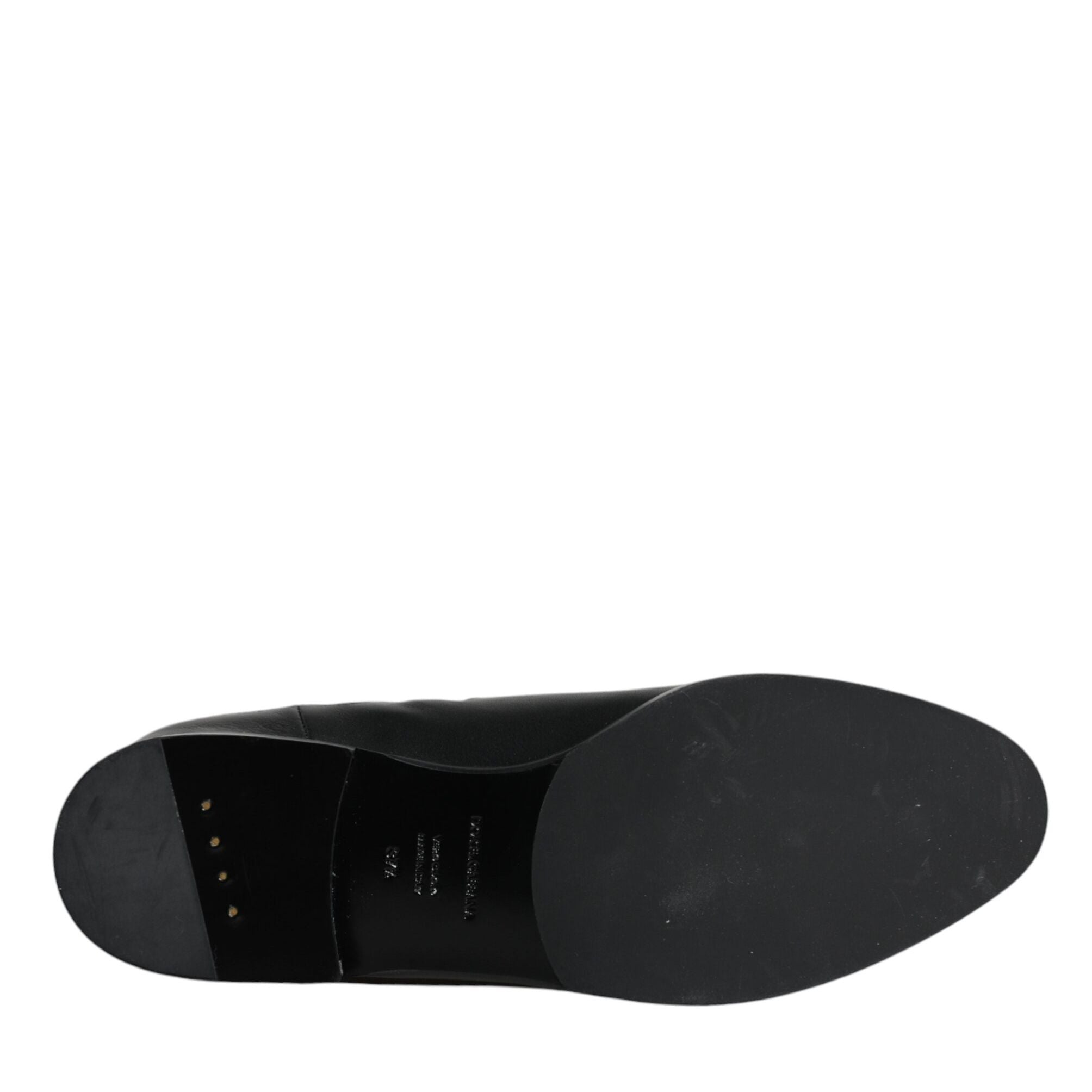 Dolce & Gabbana Black Leather Logo Mid Calf Boots Shoes