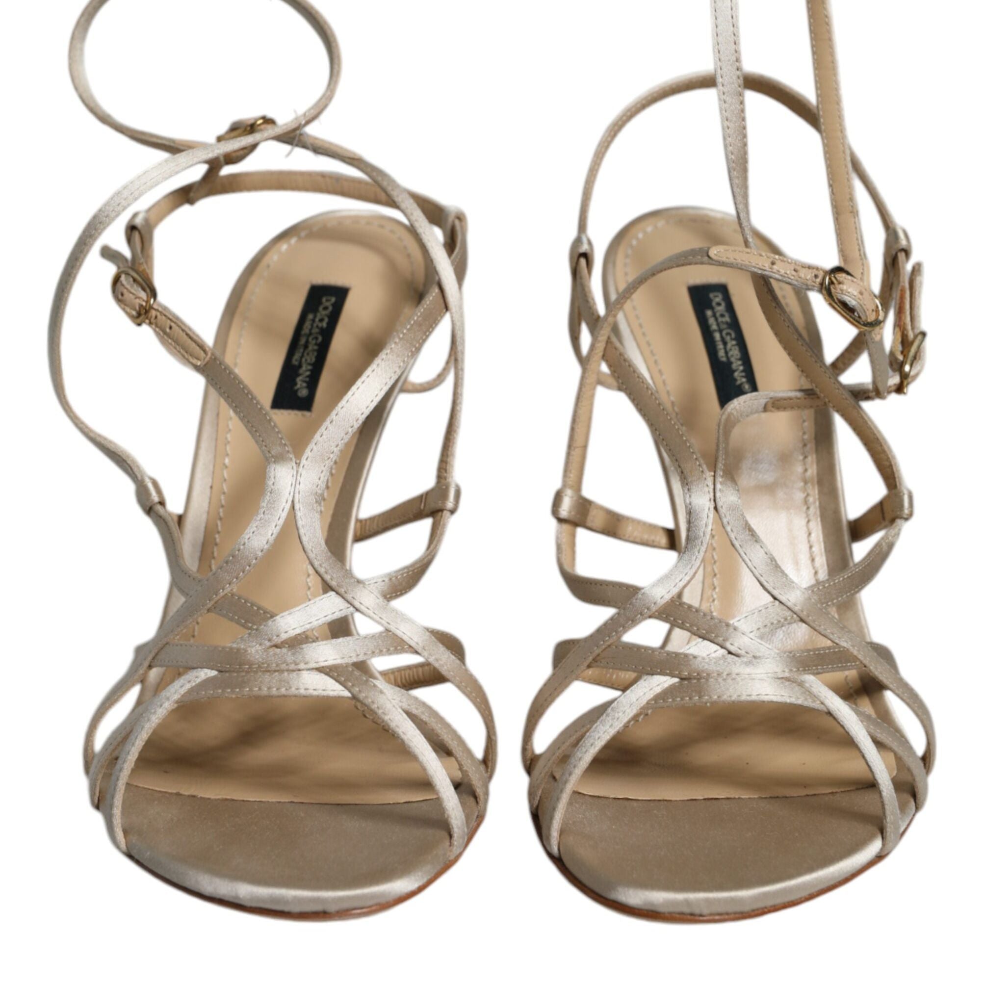 Dolce & Gabbana Beige Leather Stiletto Heels Sandals Shoes