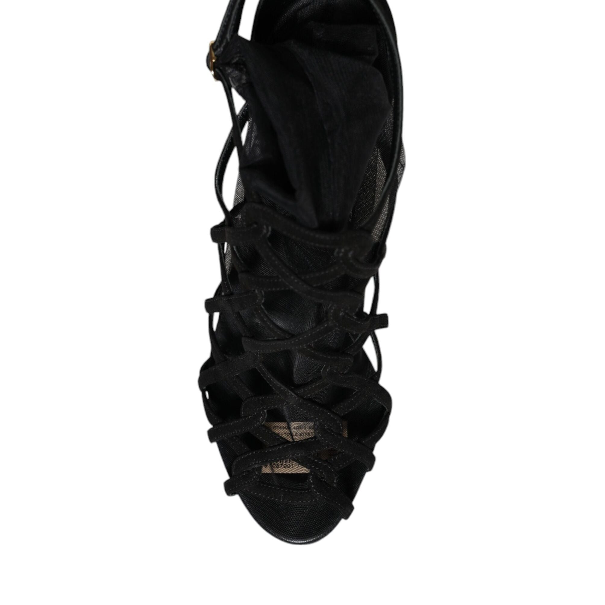 Dolce & Gabbana Black Tulle Stretch Heels Sandals Shoes