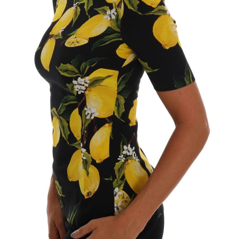 Dolce & Gabbana Multicolor Lemon Silk Stretch T-Shirt