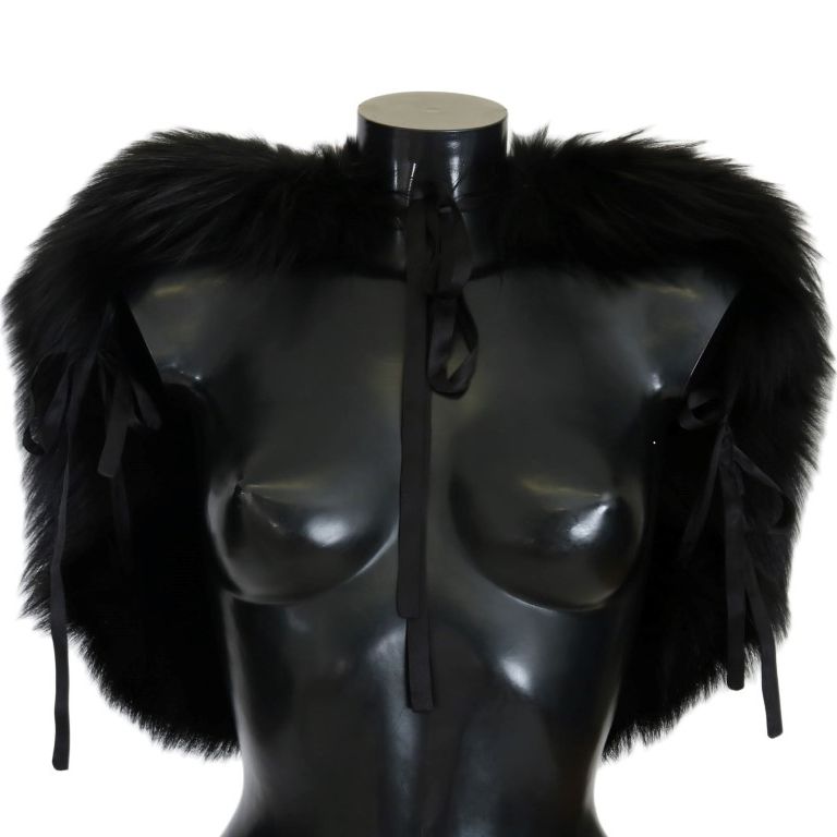 Dolce & Gabbana Black Silver Fox Fur Scarf