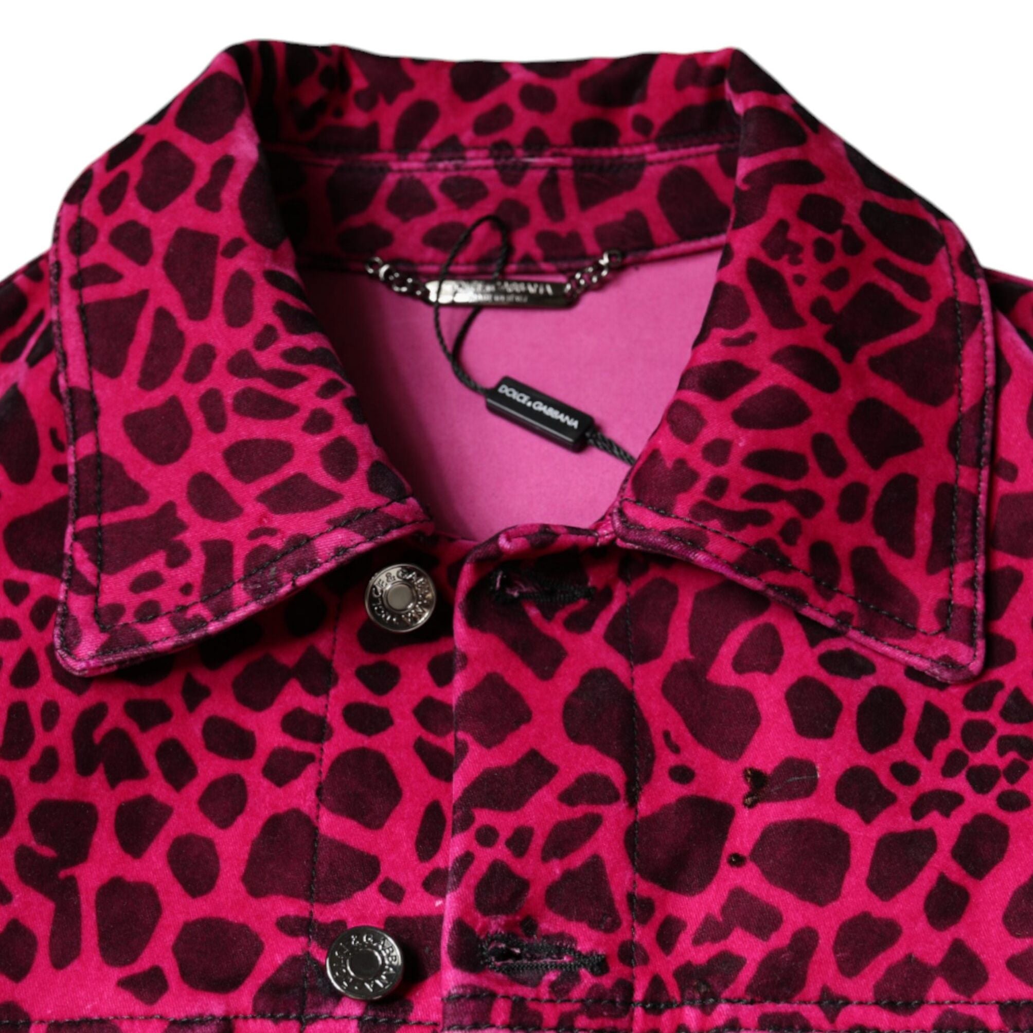 Dolce & Gabbana Fuchsia Leopard Button Down Collared Jacket