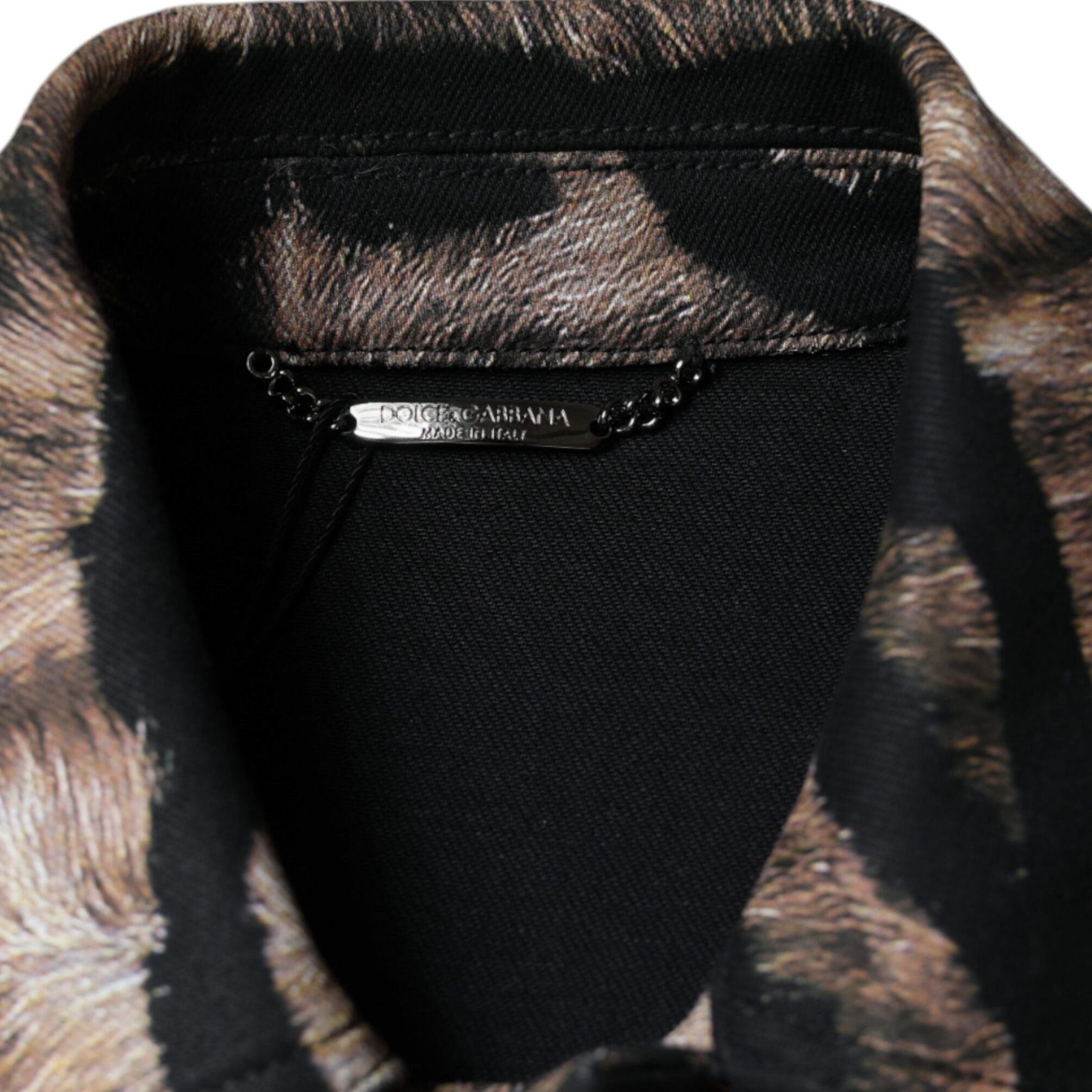 Dolce & Gabbana Brown Tiger Button Down Collared Jacket