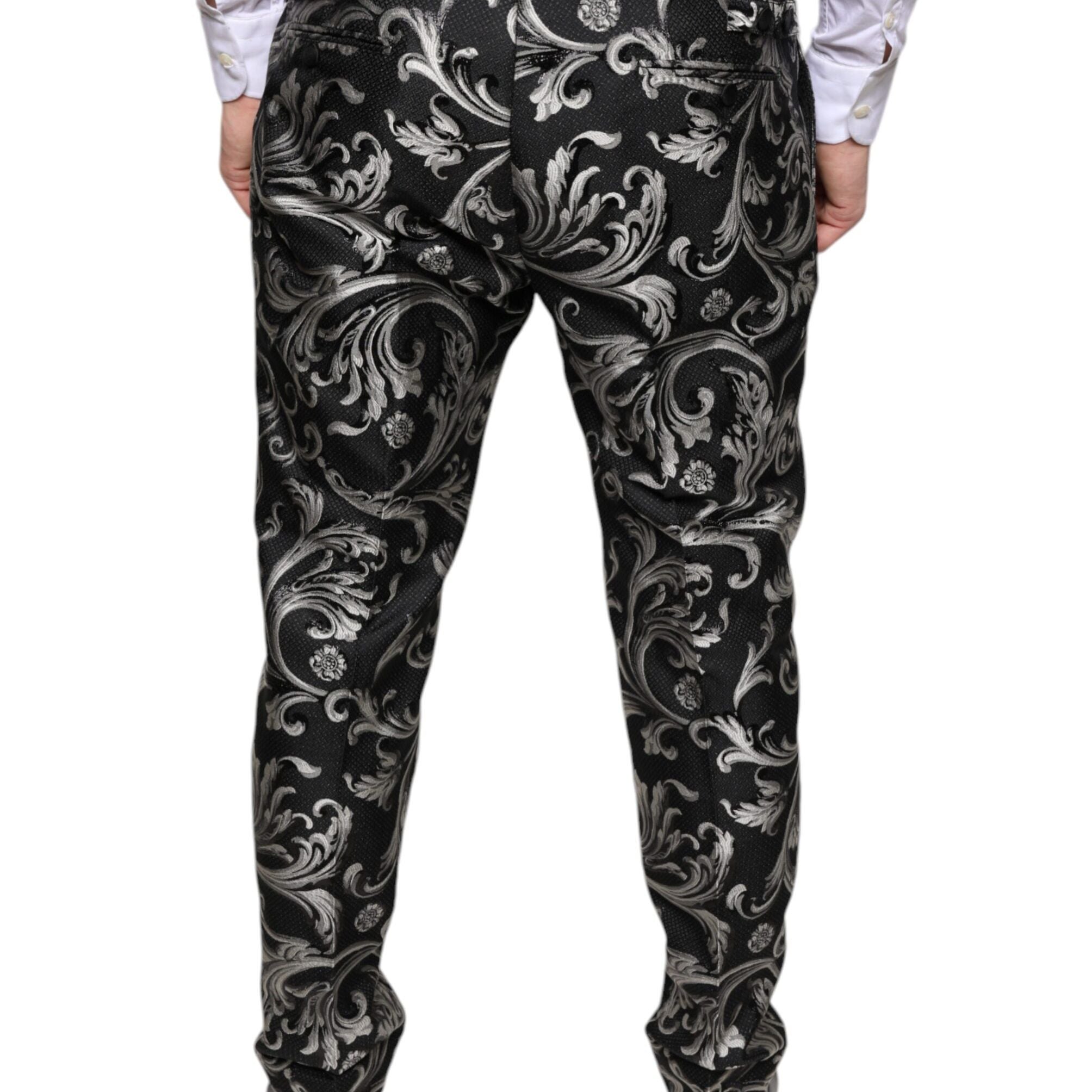 Dolce & Gabbana Black Jacquard Skinny Dress Pants