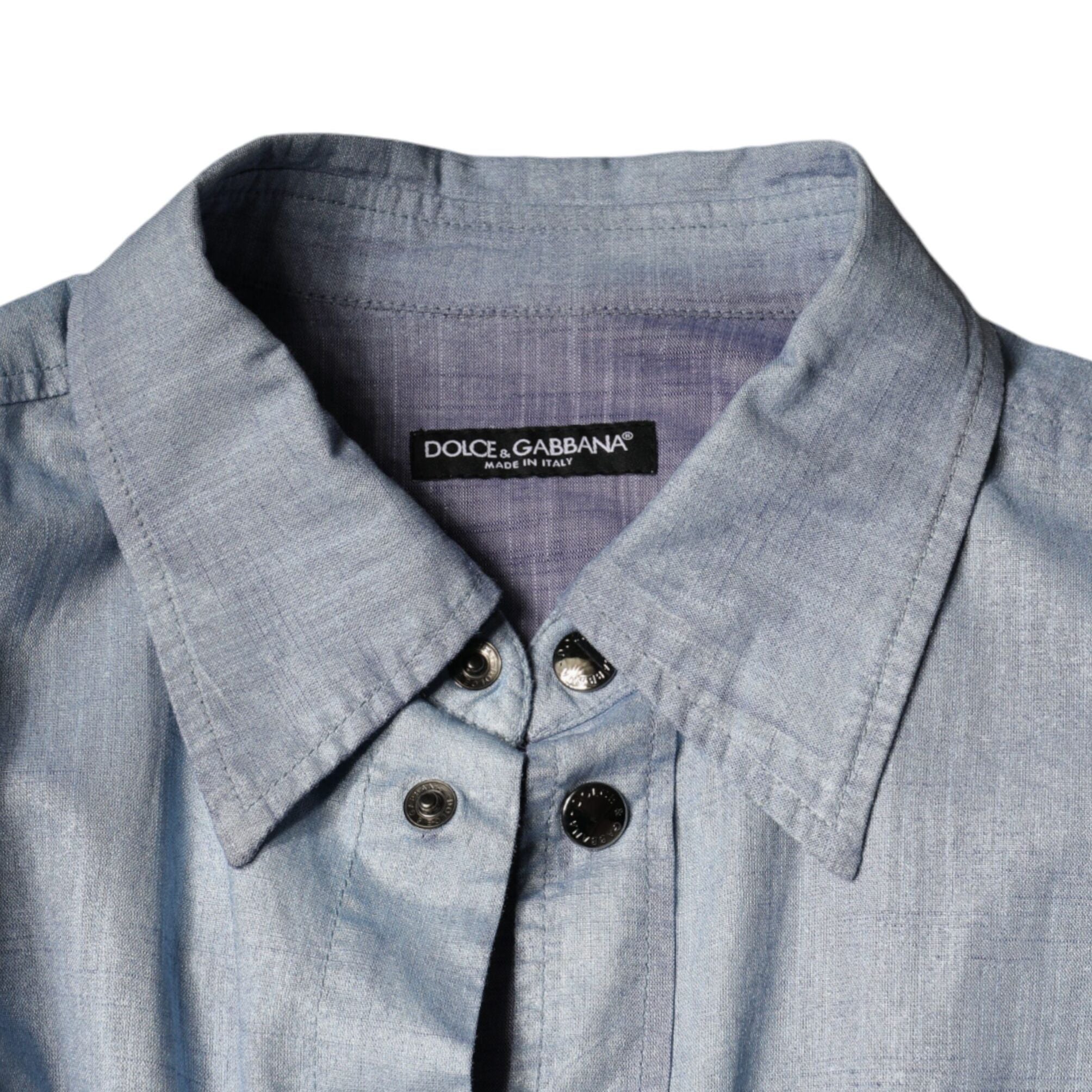 Dolce & Gabbana Light Blue Cotton Button Down Casual Shirt