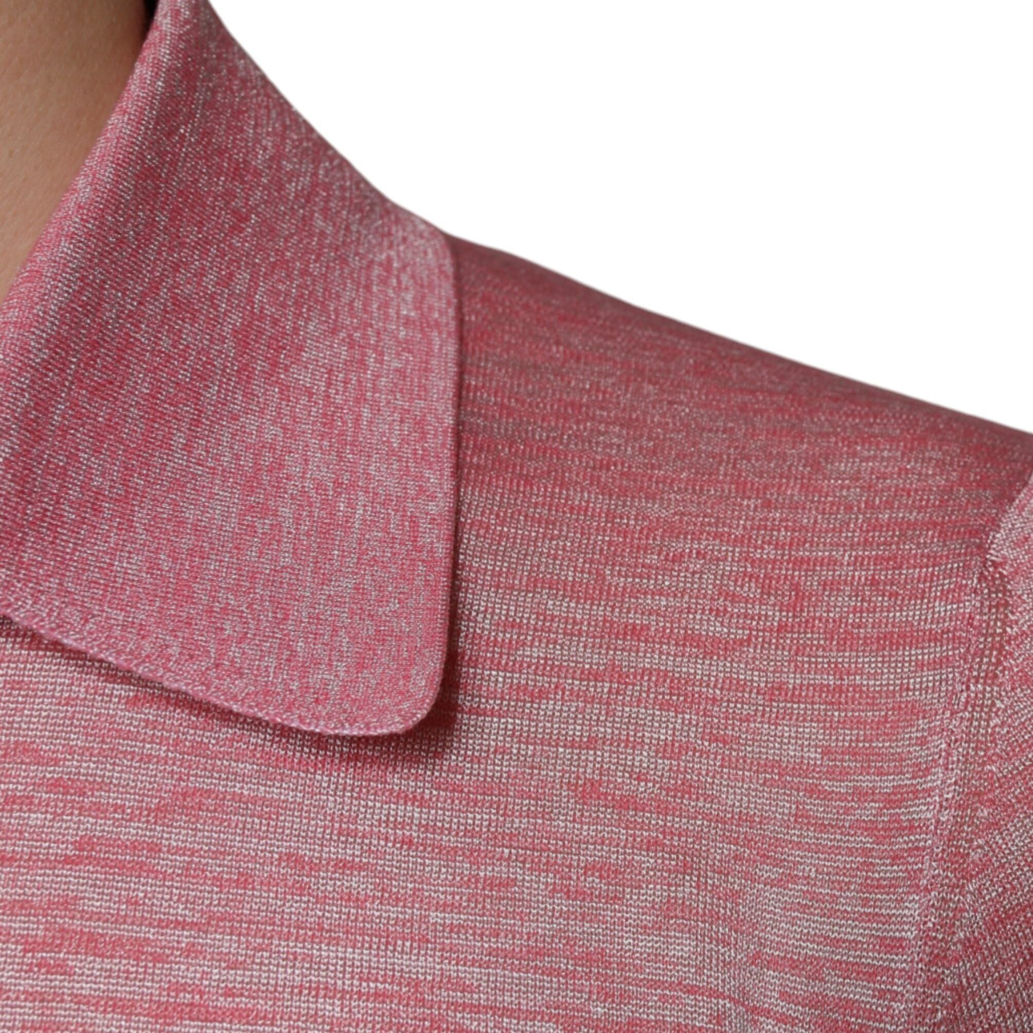 Dolce & Gabbana Pink Polyester Long Sleeve Men Polo T-shirt