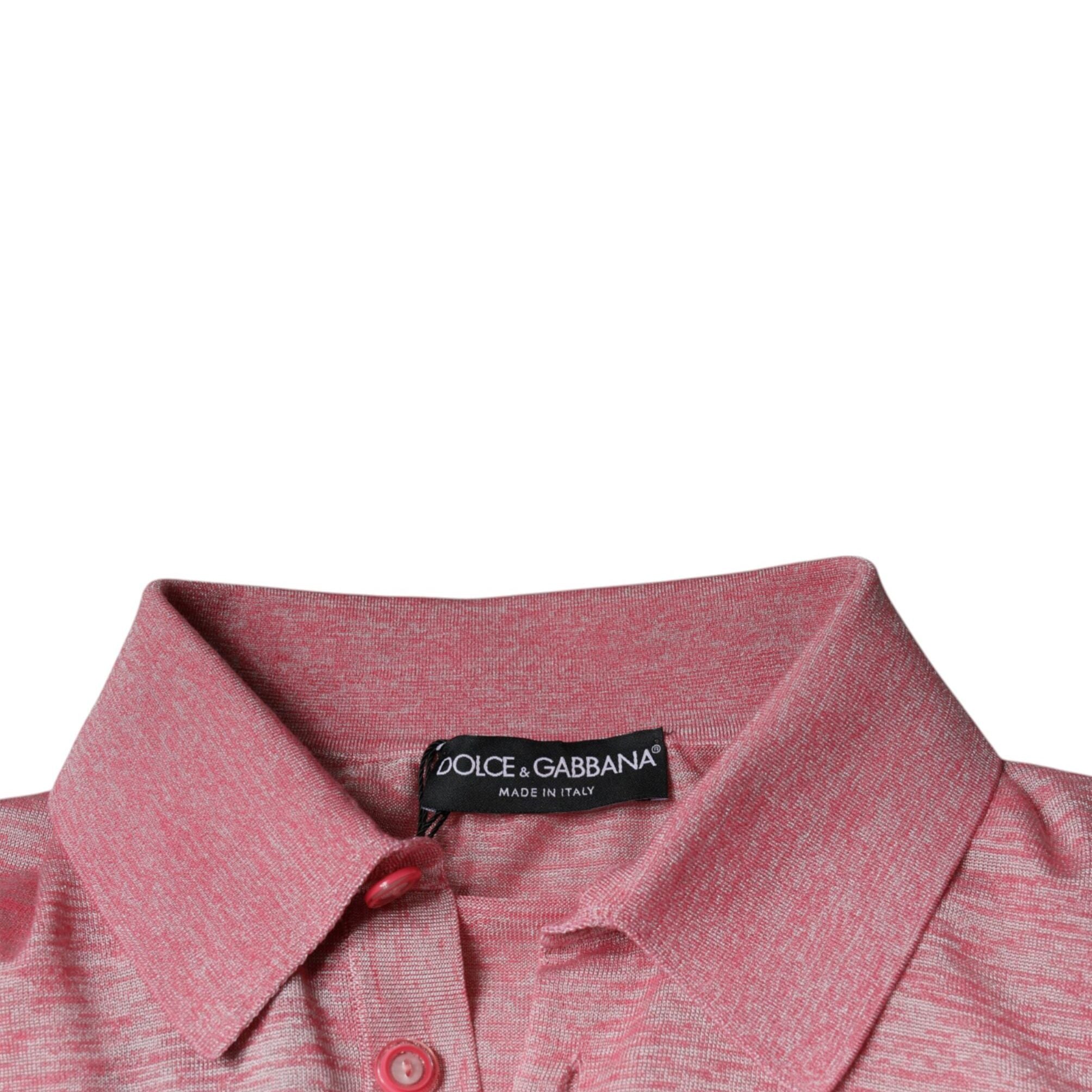 Dolce & Gabbana Pink Polyester Long Sleeve Men Polo T-shirt