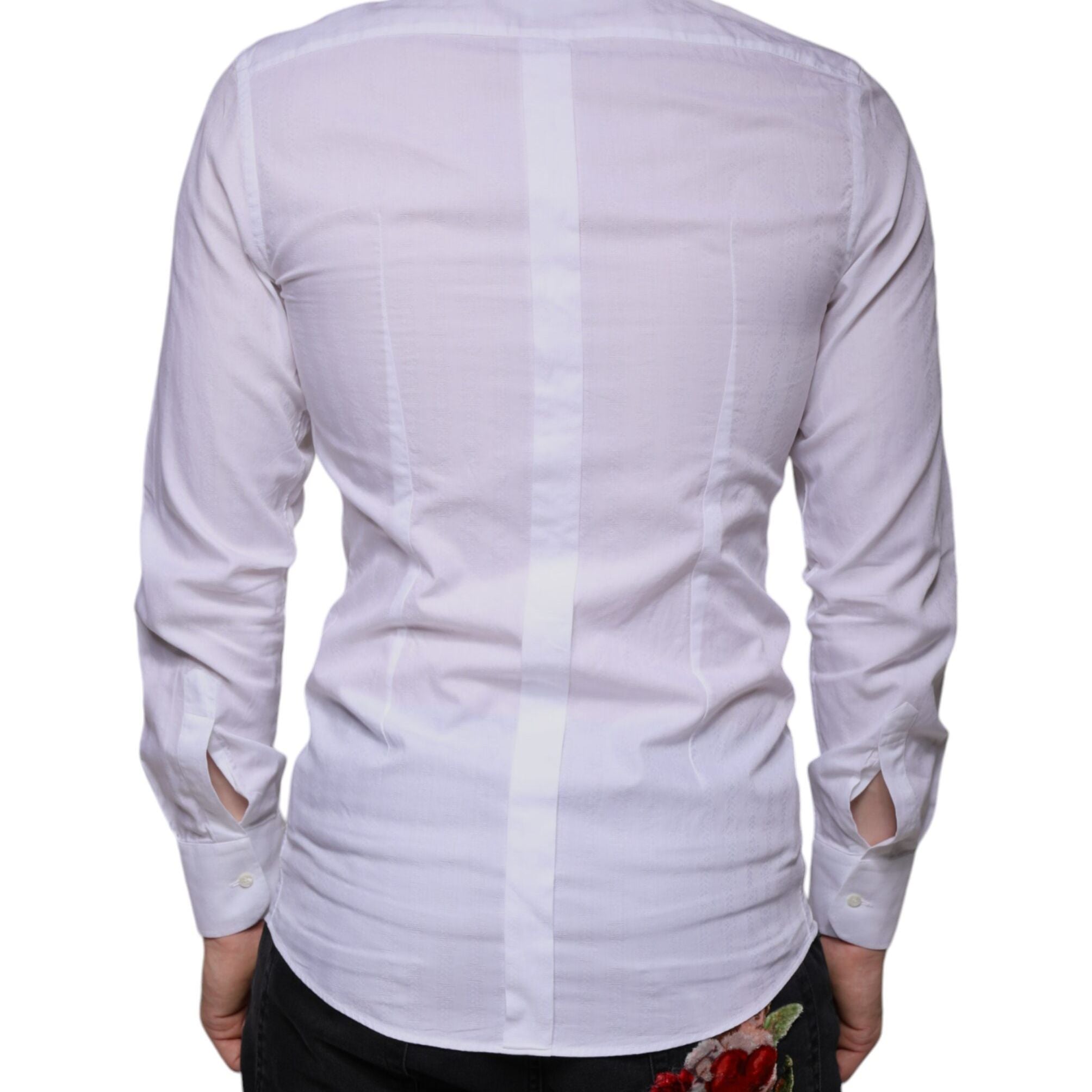 Dolce & Gabbana White Cotton Men Dress GOLD Formal Shirt
