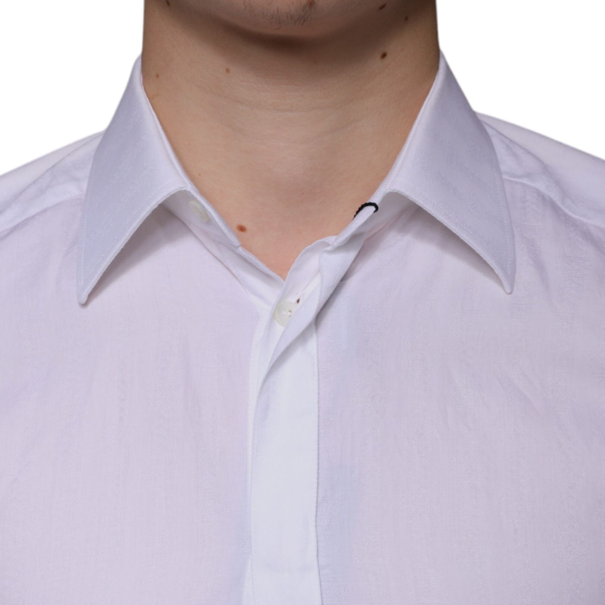 Dolce & Gabbana White Cotton Men Dress GOLD Formal Shirt