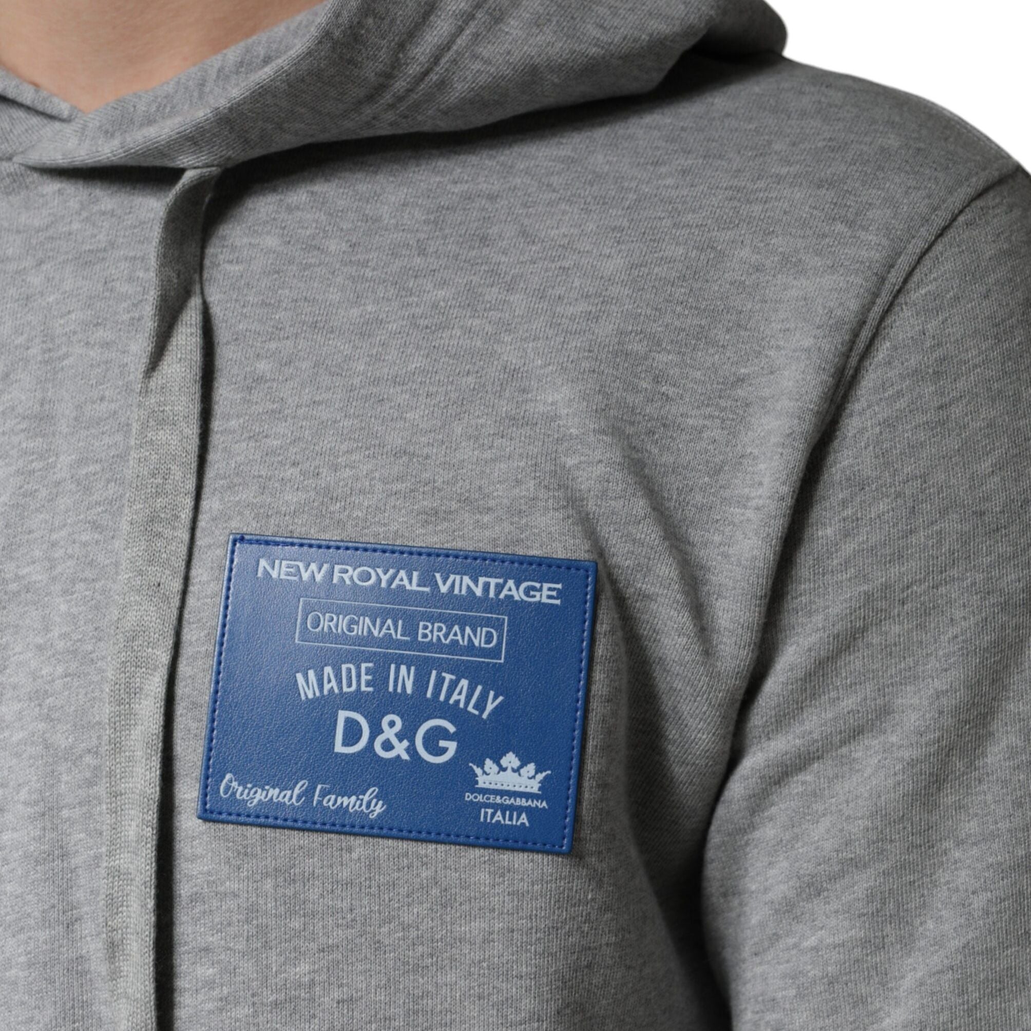 Dolce & Gabbana Gray Cotton Logo Hooded Sweatshirt Sweater
