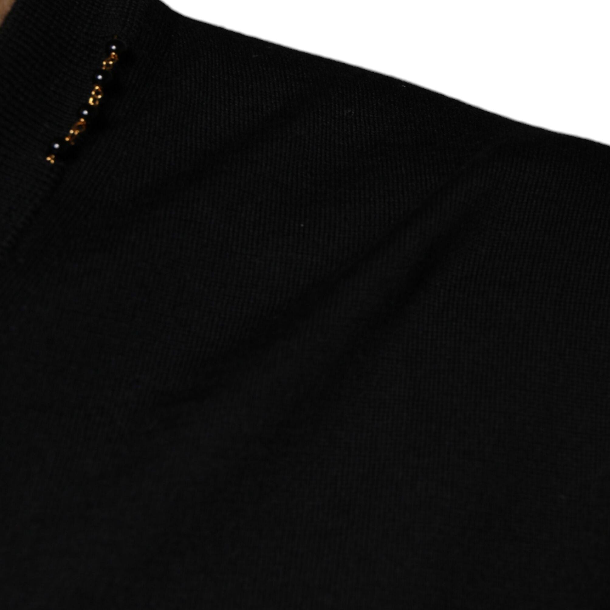 Dolce & Gabbana Black Embellished V-neck Pullover Sweater