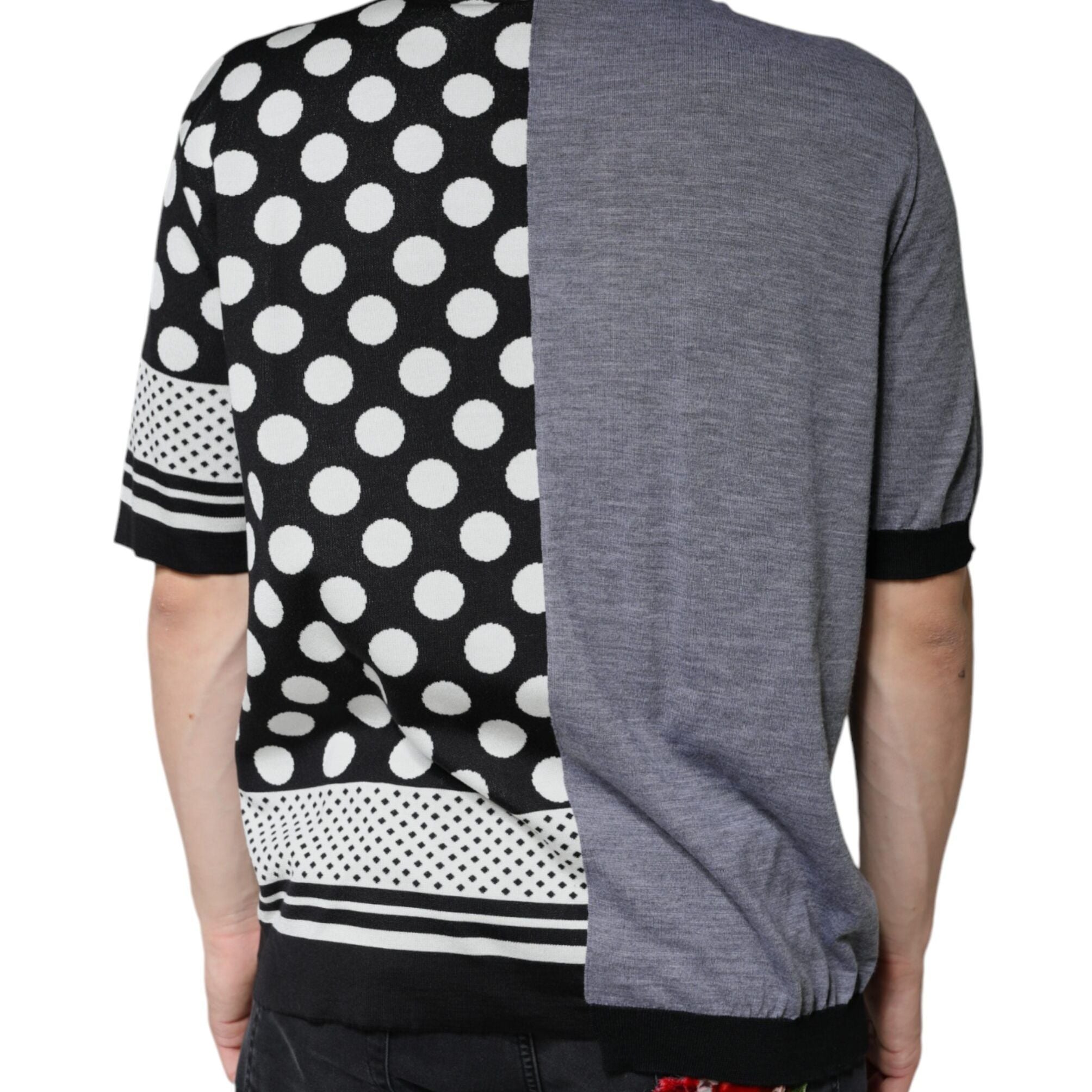 Dolce & Gabbana Black White Polka Dot Collared Polo T-shirt