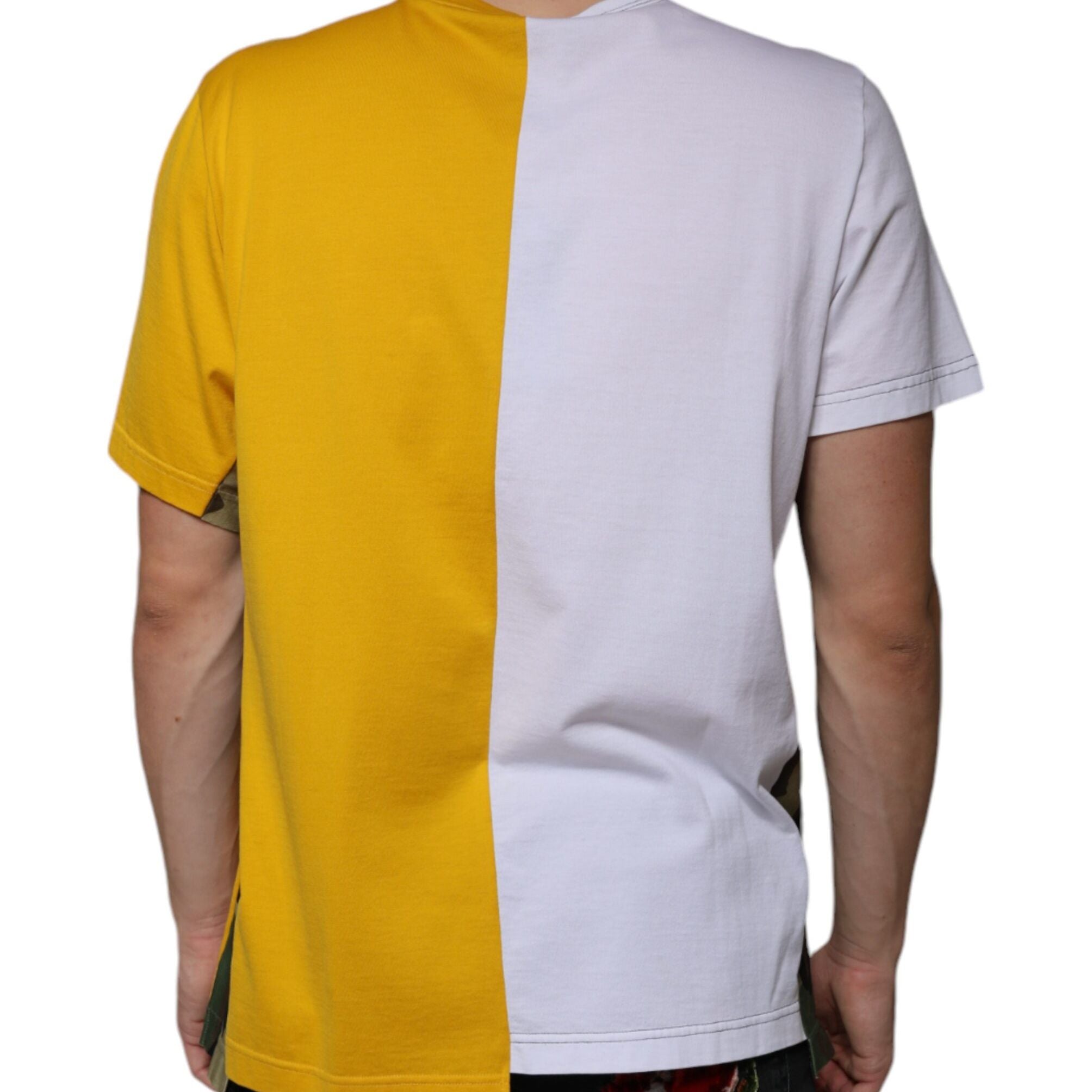 Dolce & Gabbana White Yellow Logo Print Short Sleeve T-shirt