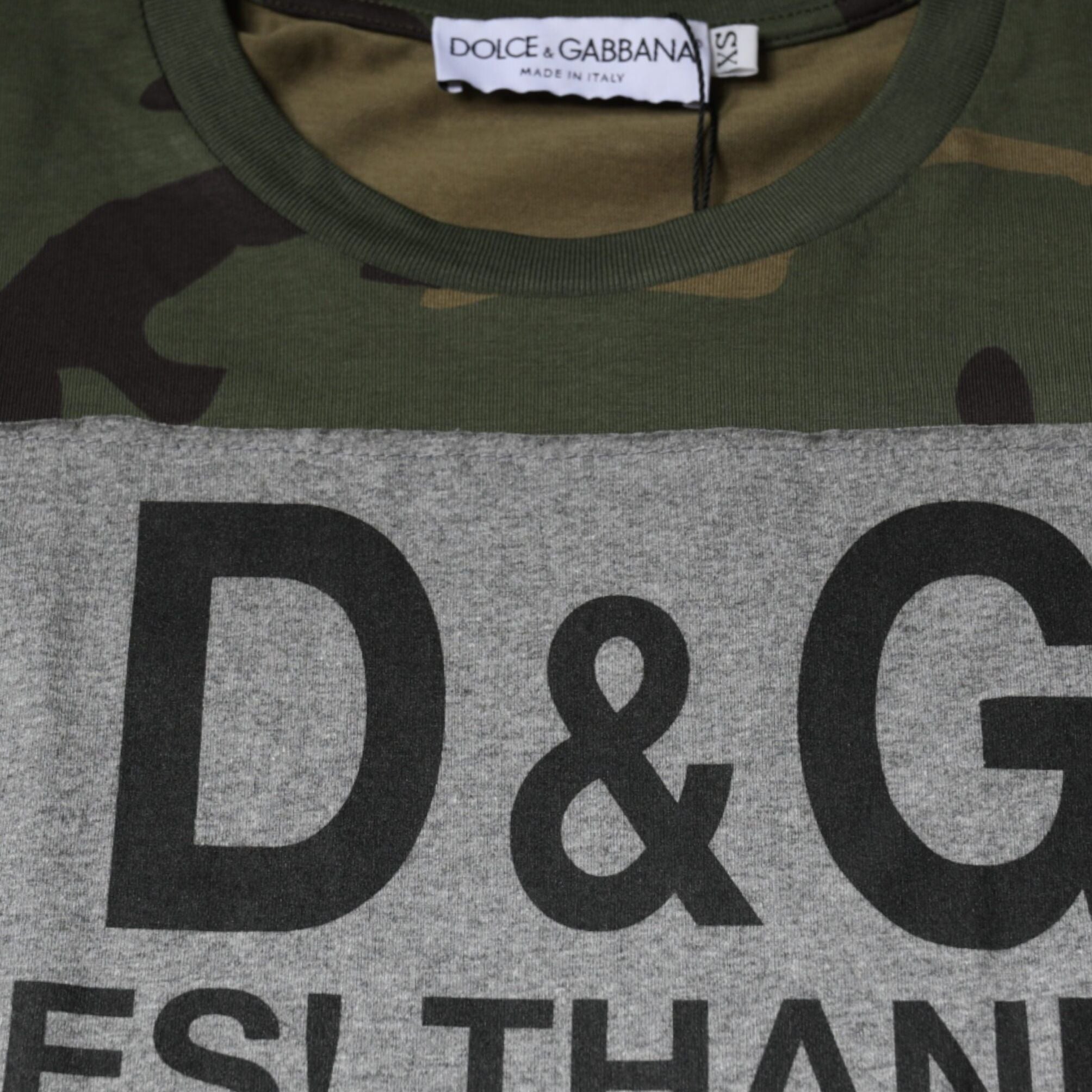 Dolce & Gabbana Multicolor Camouflage Cotton Crew Neck T-shirt