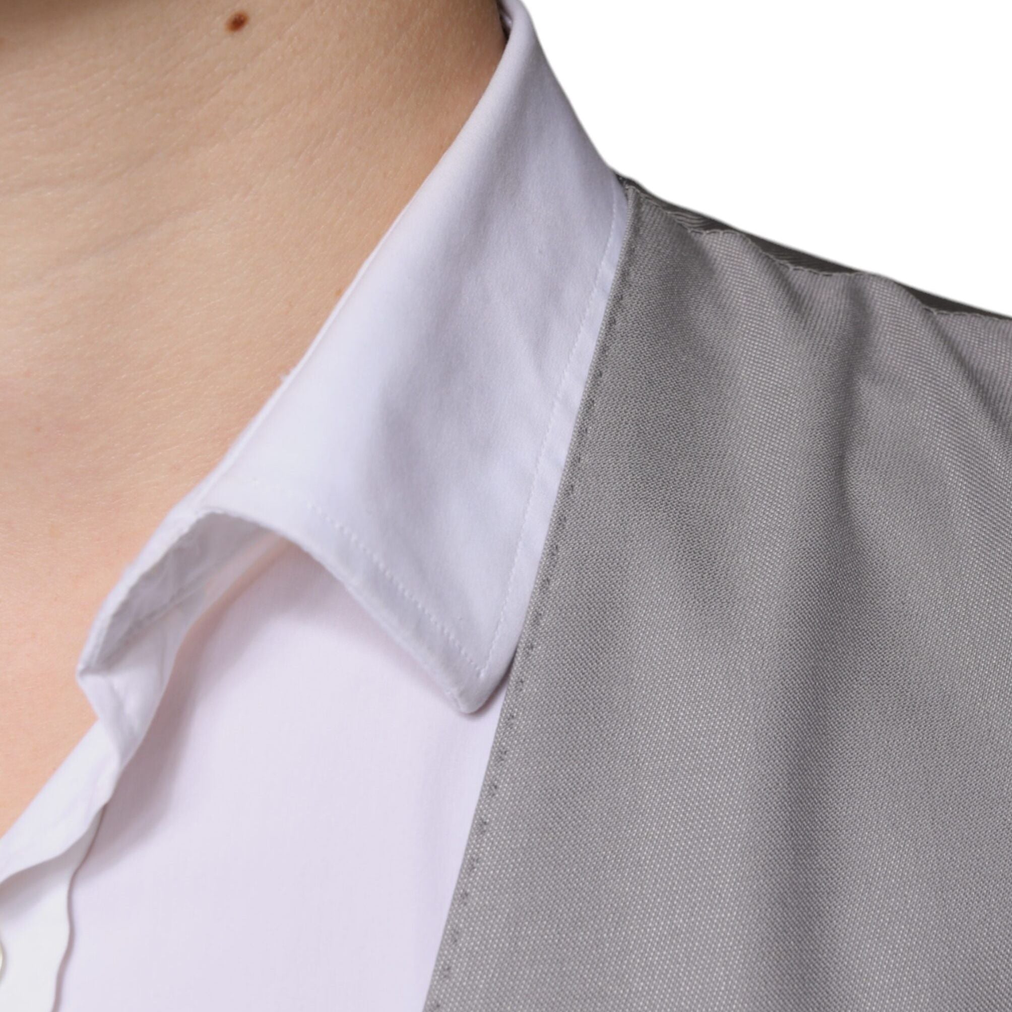 Dolce & Gabbana Light Gray Wool Formal Dress Waistcoat Vest
