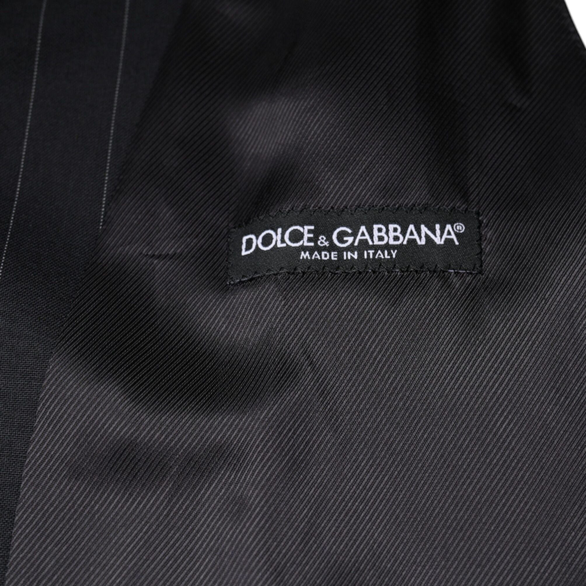 Dolce & Gabbana Black Leather Waistcoat Dress Formal Vest