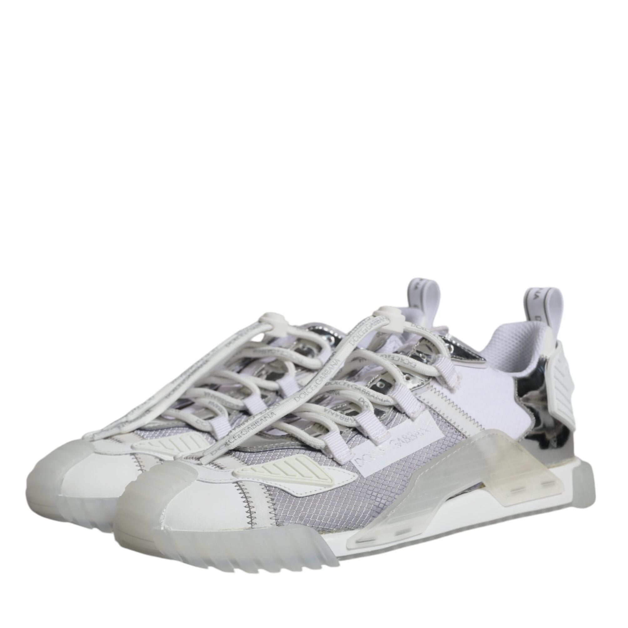 Dolce & Gabbana White Silver Low Top NS1 Sneakers Shoes
