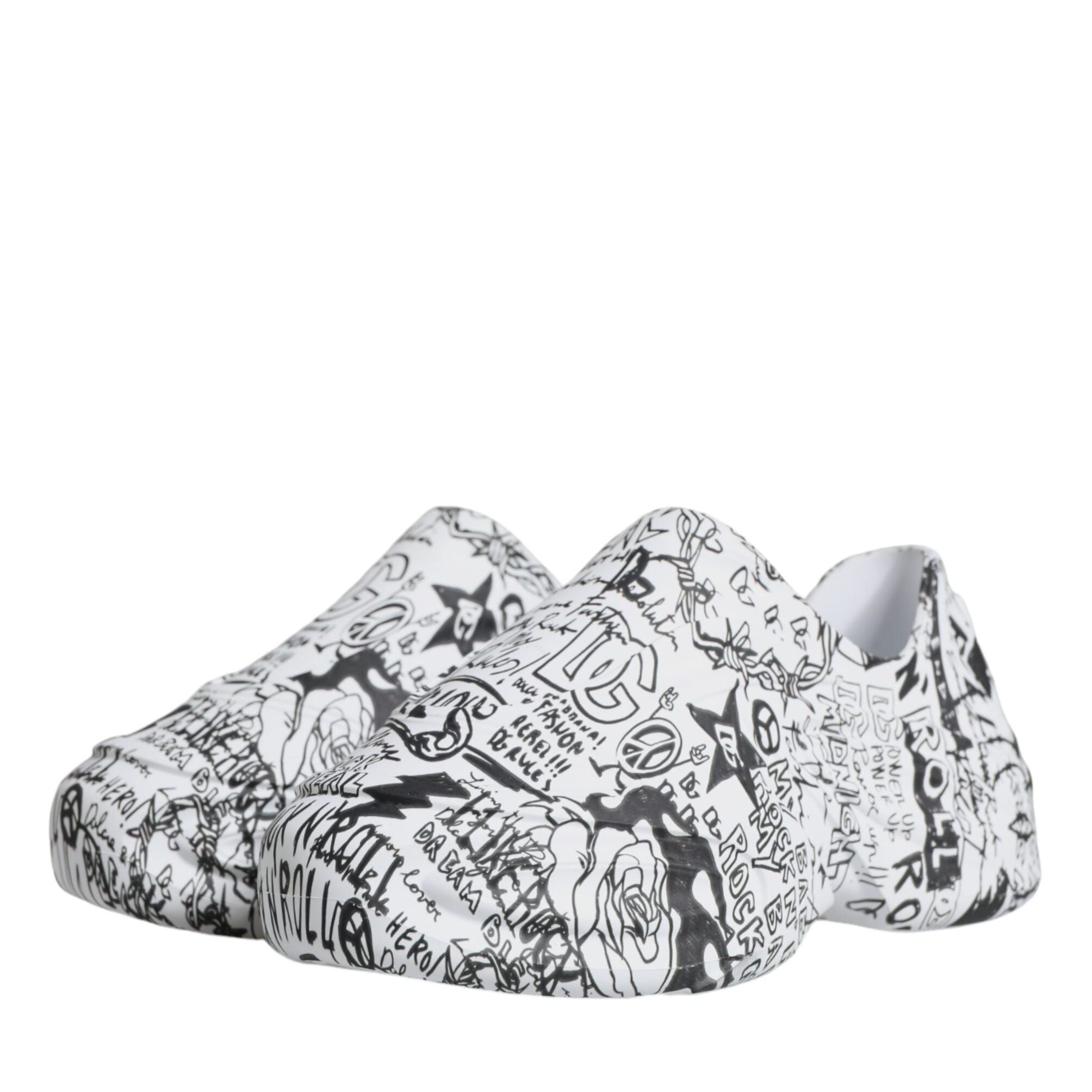 Dolce & Gabbana White Black Graffiti Daymaster Sneakers Shoes