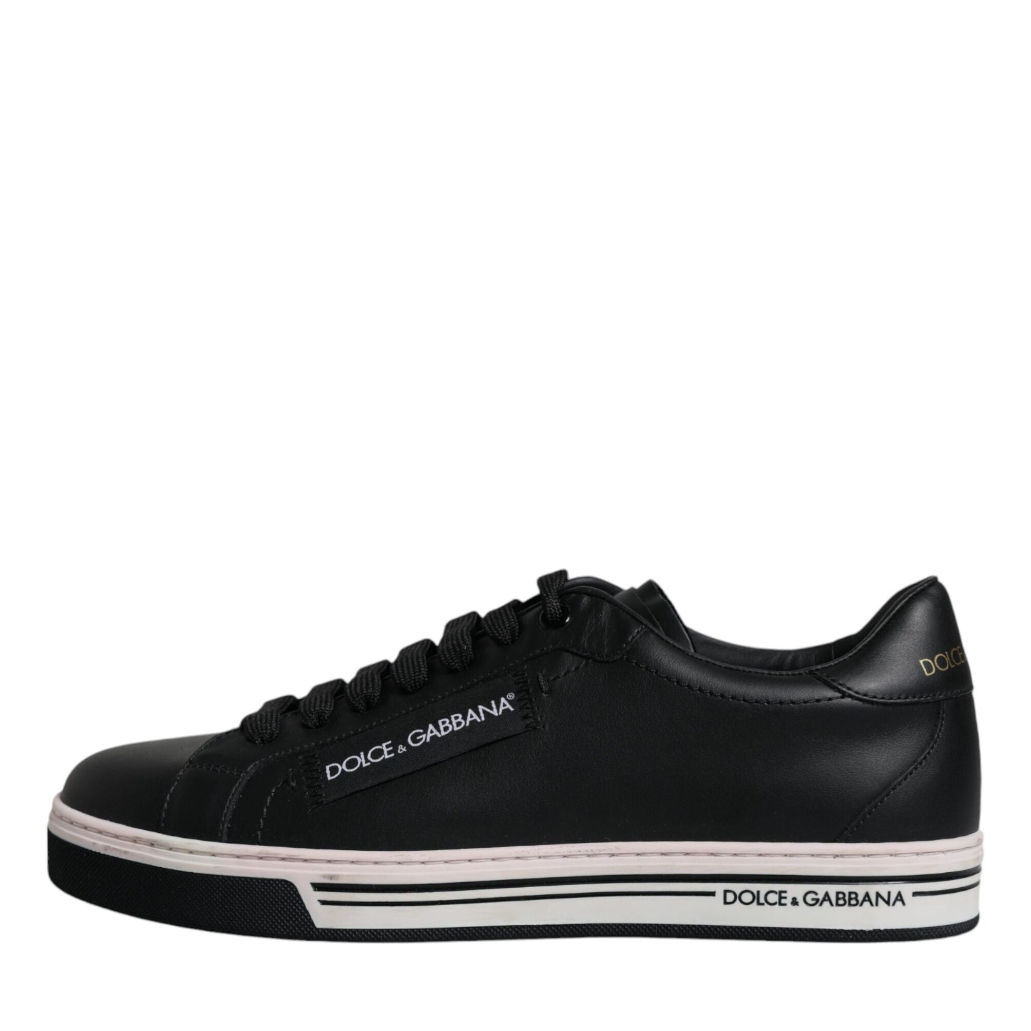 Dolce & Gabbana Black Leather Low Top Men Sneakers Shoes