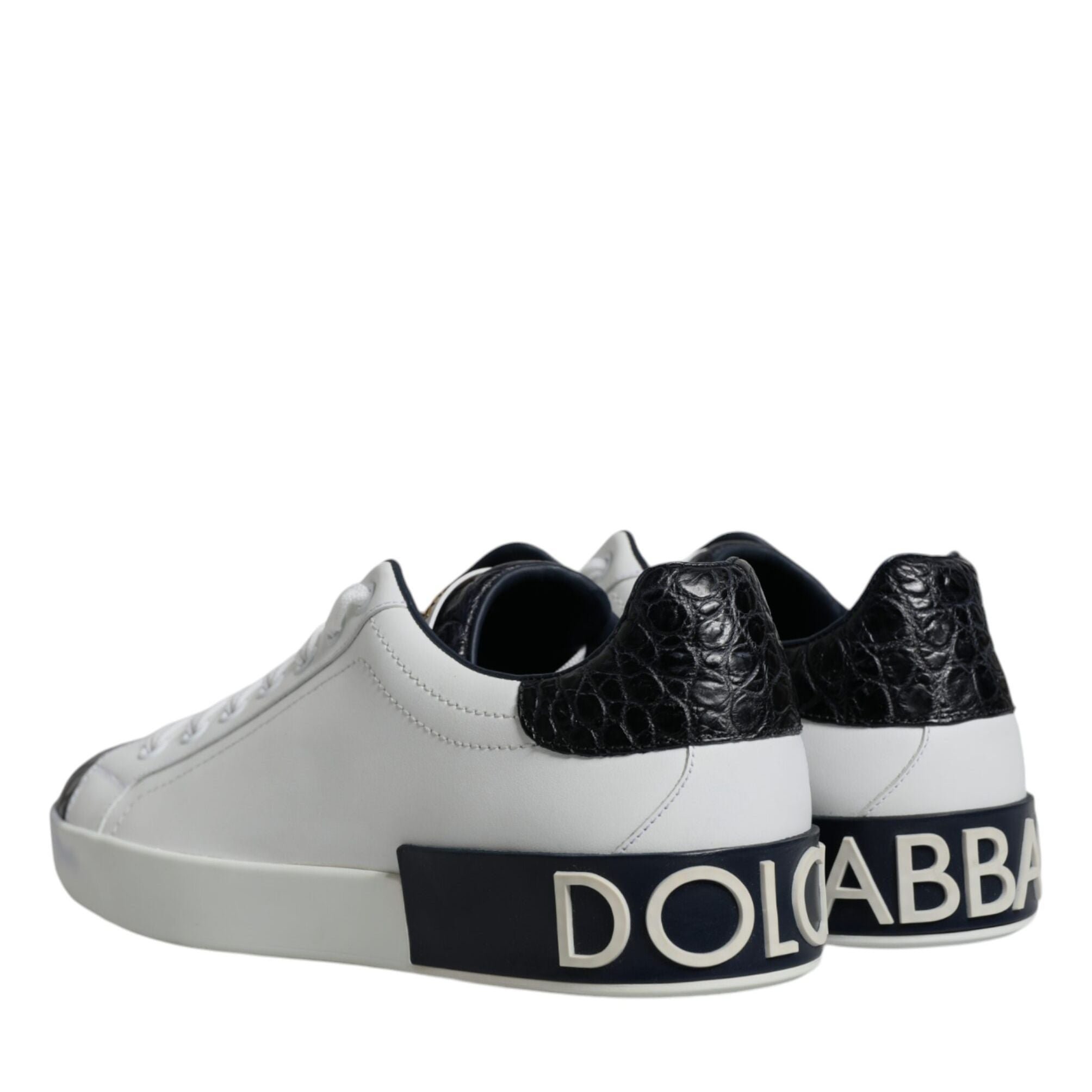 Dolce & Gabbana White Leather Logo Portofino Sneaker Shoes