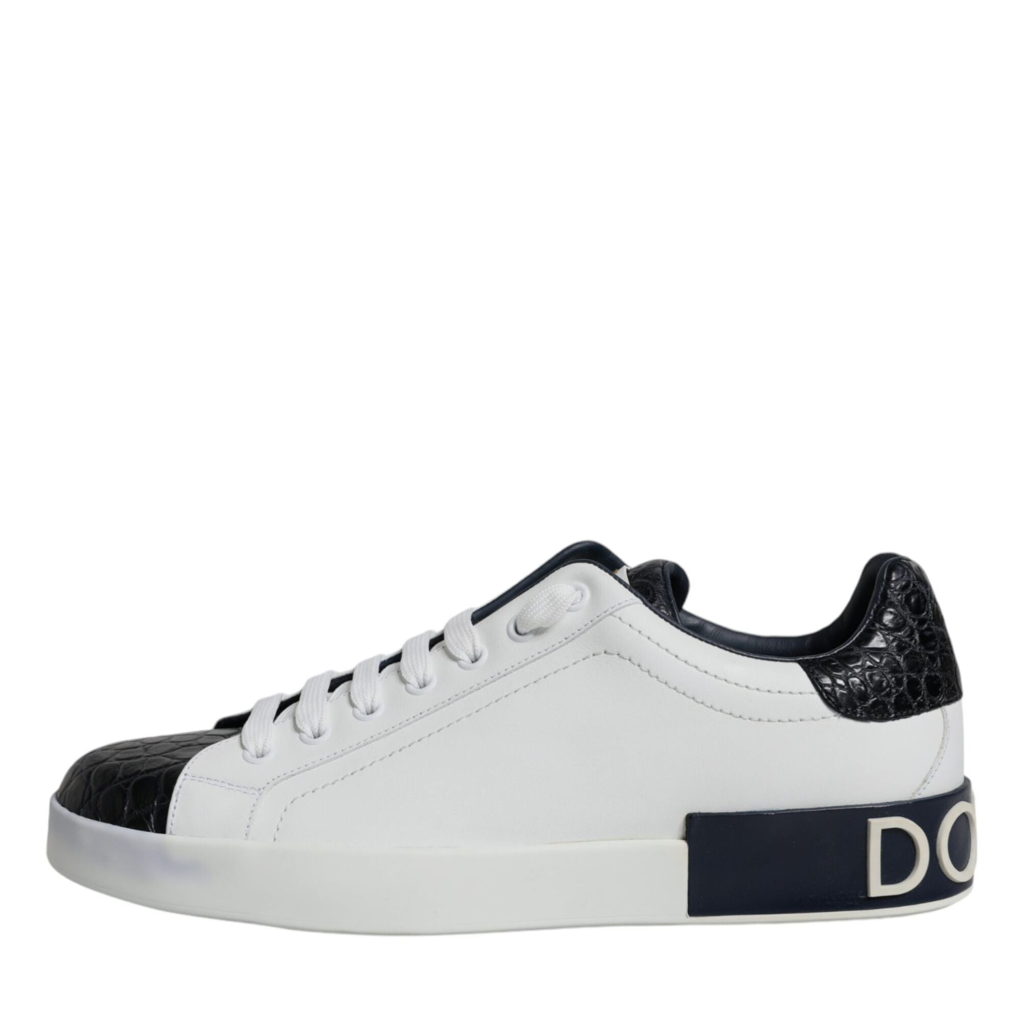 Dolce & Gabbana White Leather Logo Portofino Sneaker Shoes