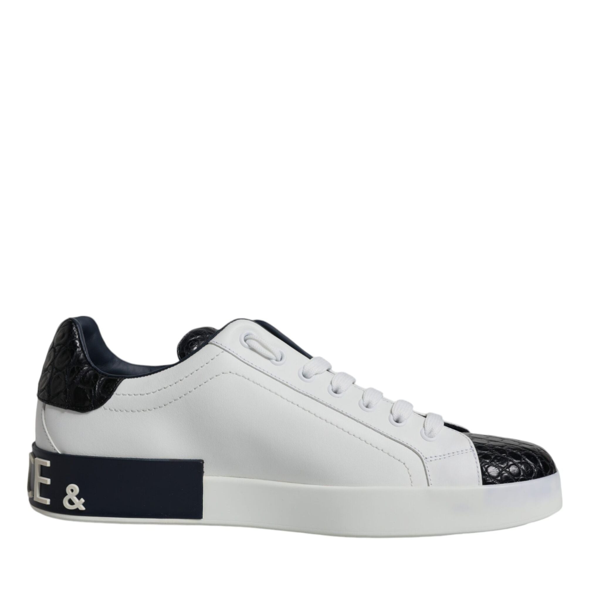 Dolce & Gabbana White Leather Logo Portofino Sneaker Shoes
