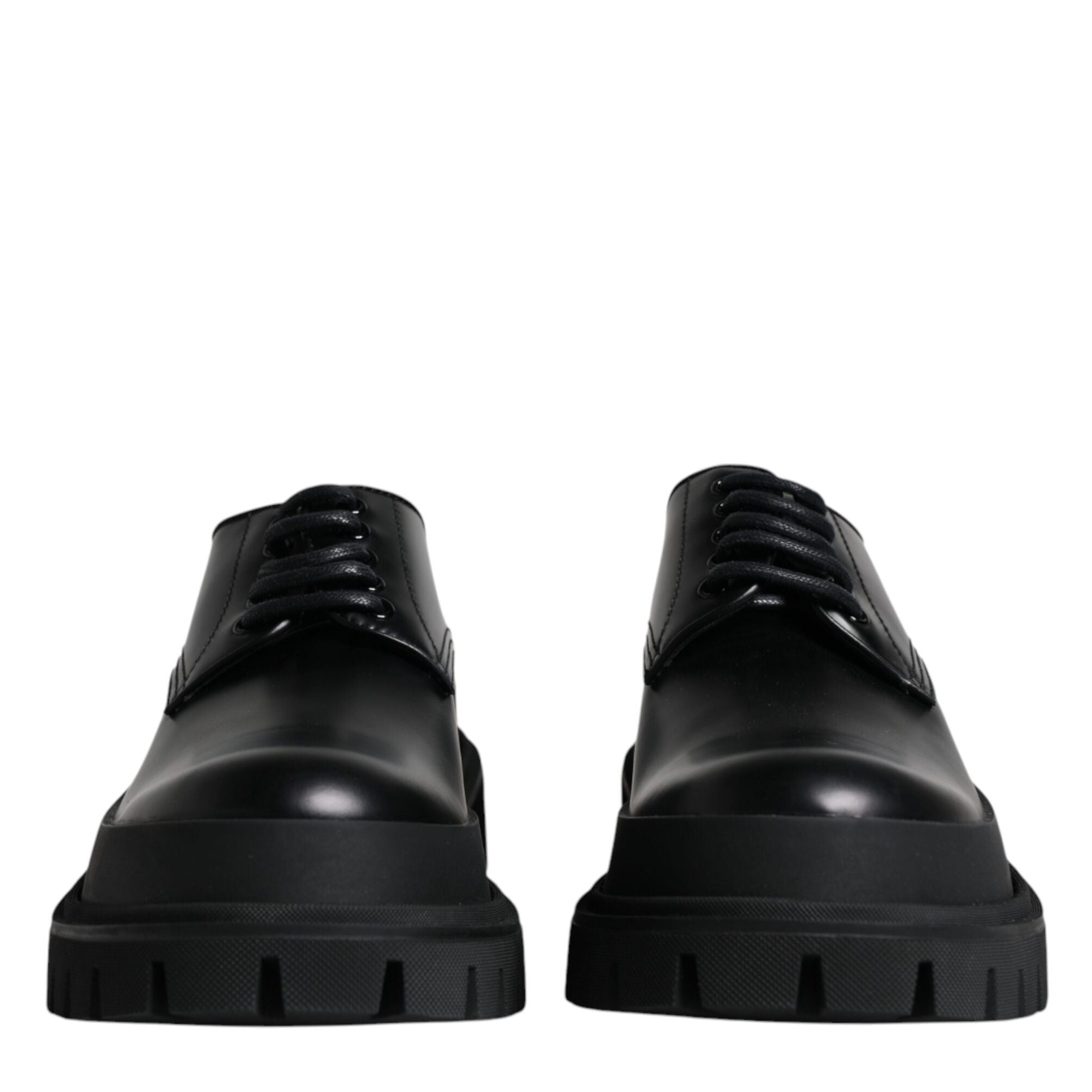 Dolce & Gabbana Black Leather Lace Up Trekking Dress Shoes