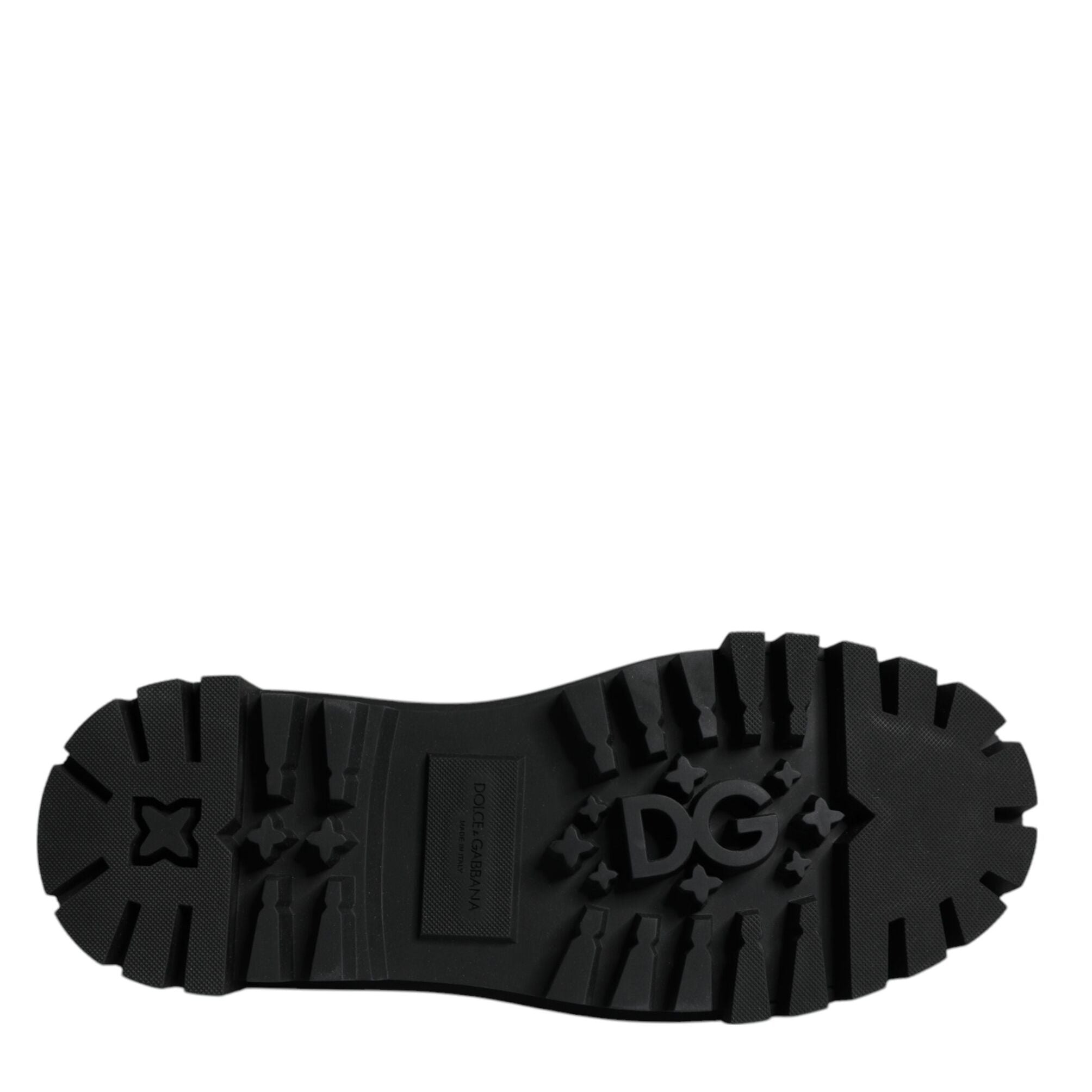 Dolce & Gabbana Black Leather Lace Up Trekking Dress Shoes