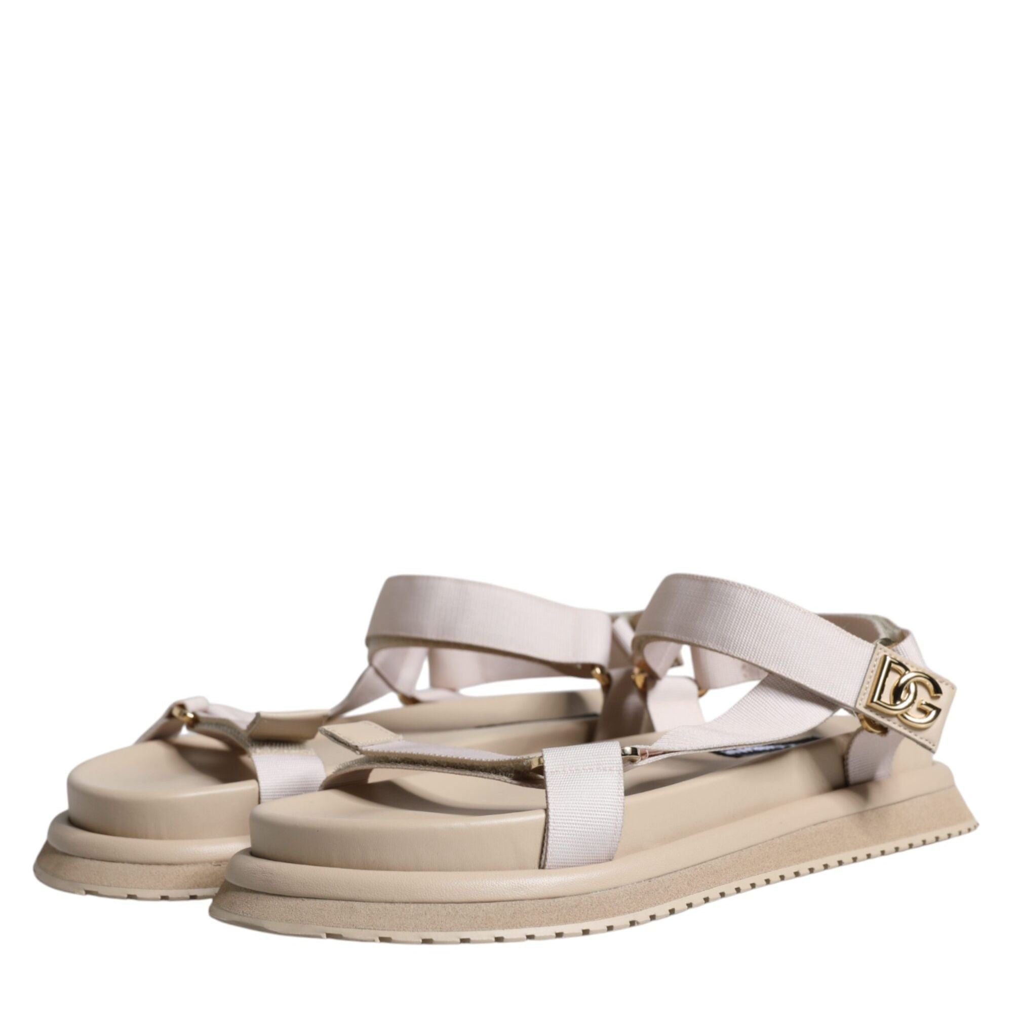 Dolce & Gabbana Beige Nappa Devotion Strap Men Sandals Shoes