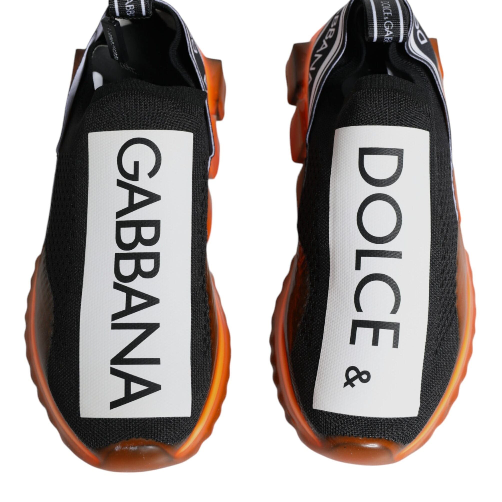 Dolce & Gabbana Black Orange Sorrento Slip On Sneakers Shoes
