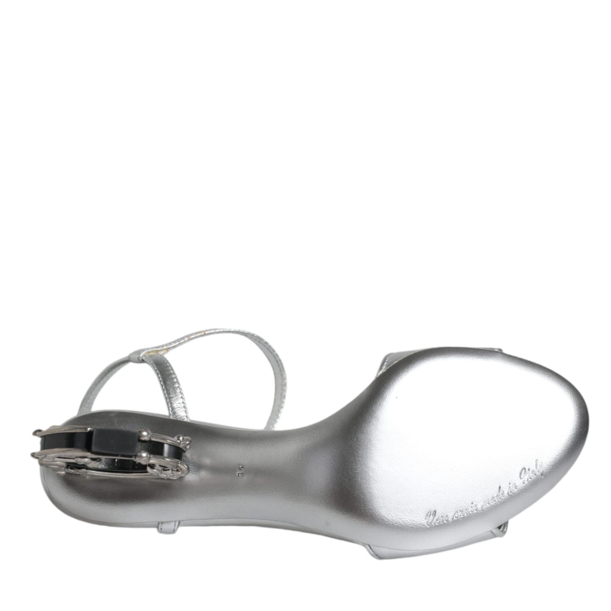 Dolce & Gabbana Silver KEIRA Heels Ankle Strap Sandals Shoes