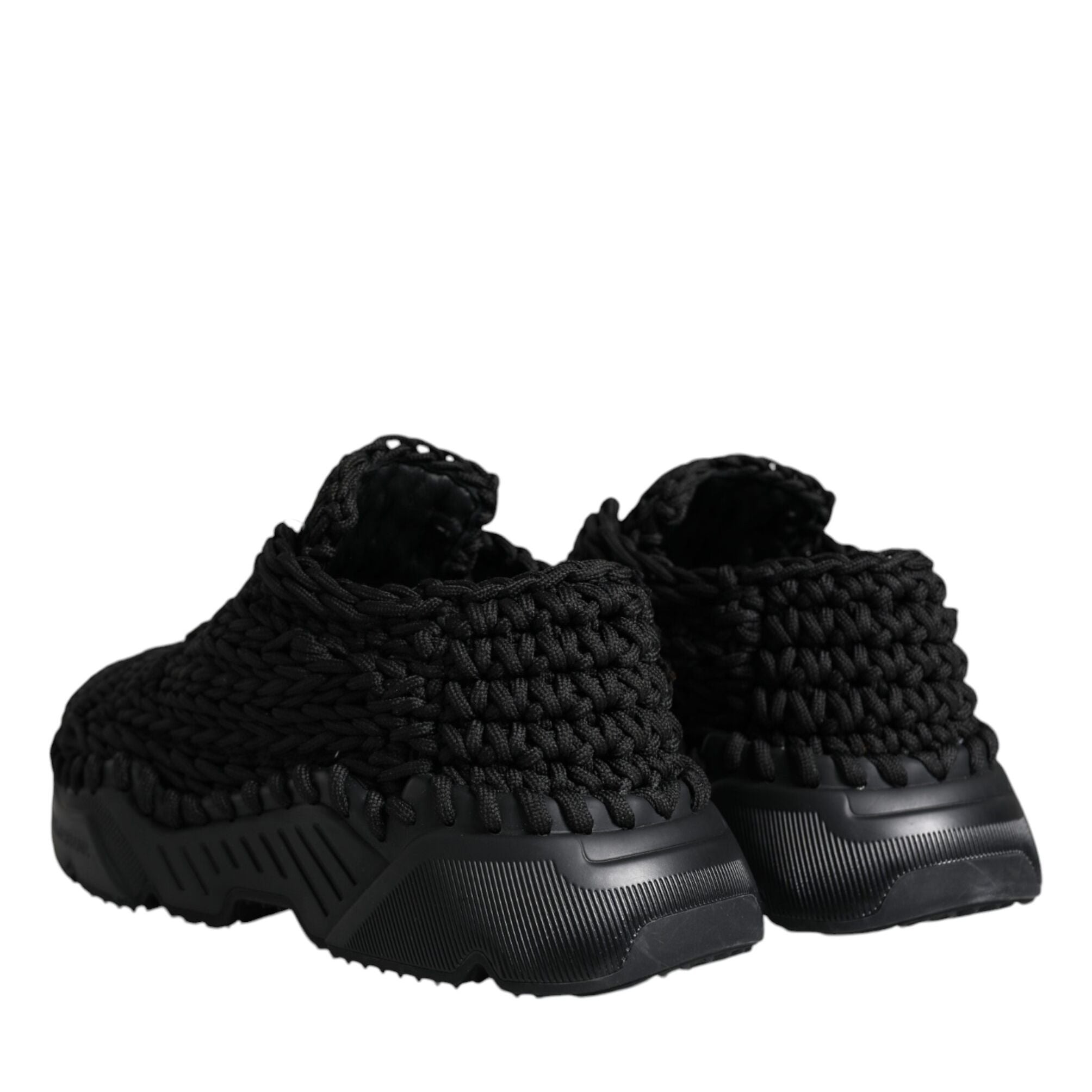 Dolce & Gabbana Black Knitted Daymaster Sneakers Shoes