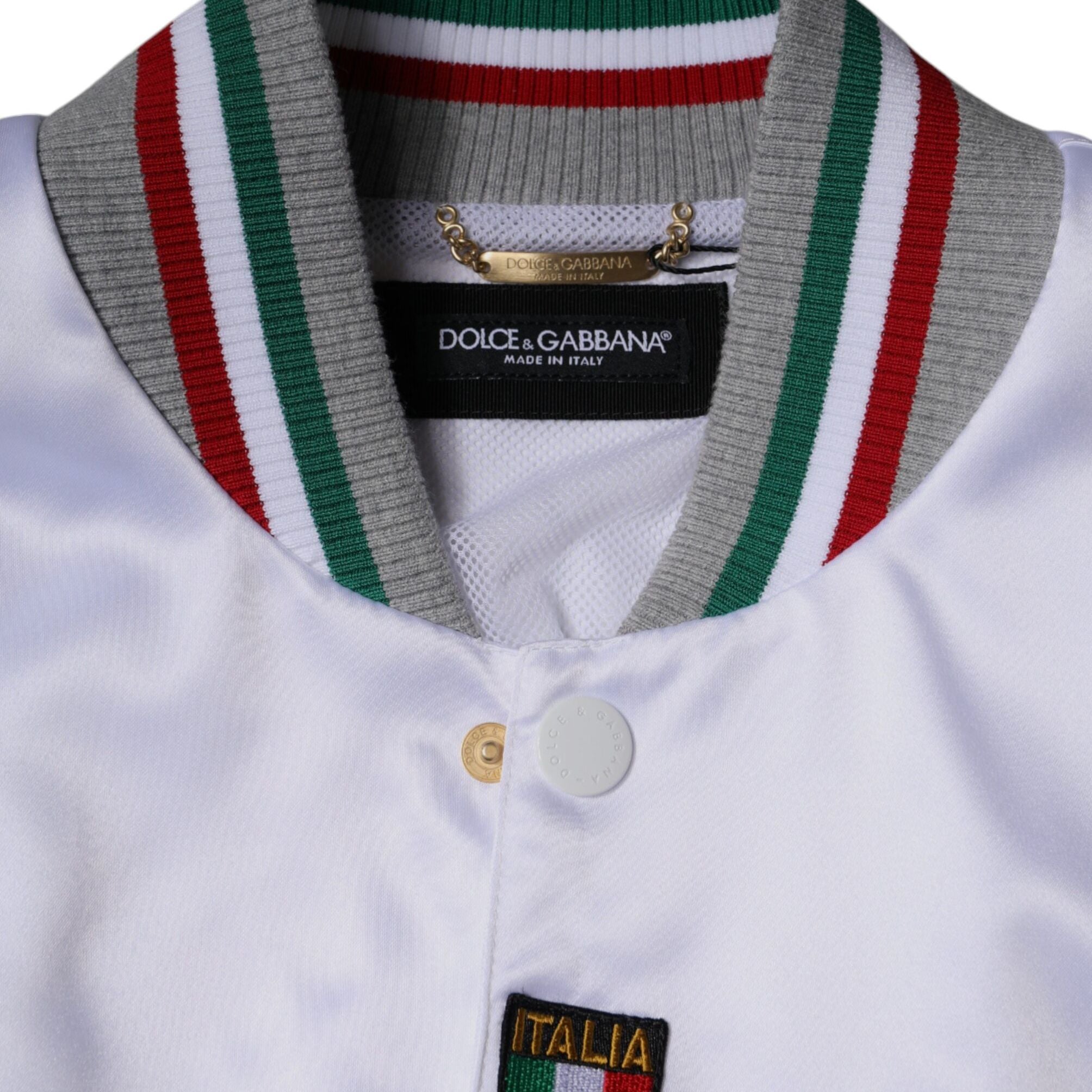 Dolce & Gabbana Multicolor Italia Button Down Bomber Jacket