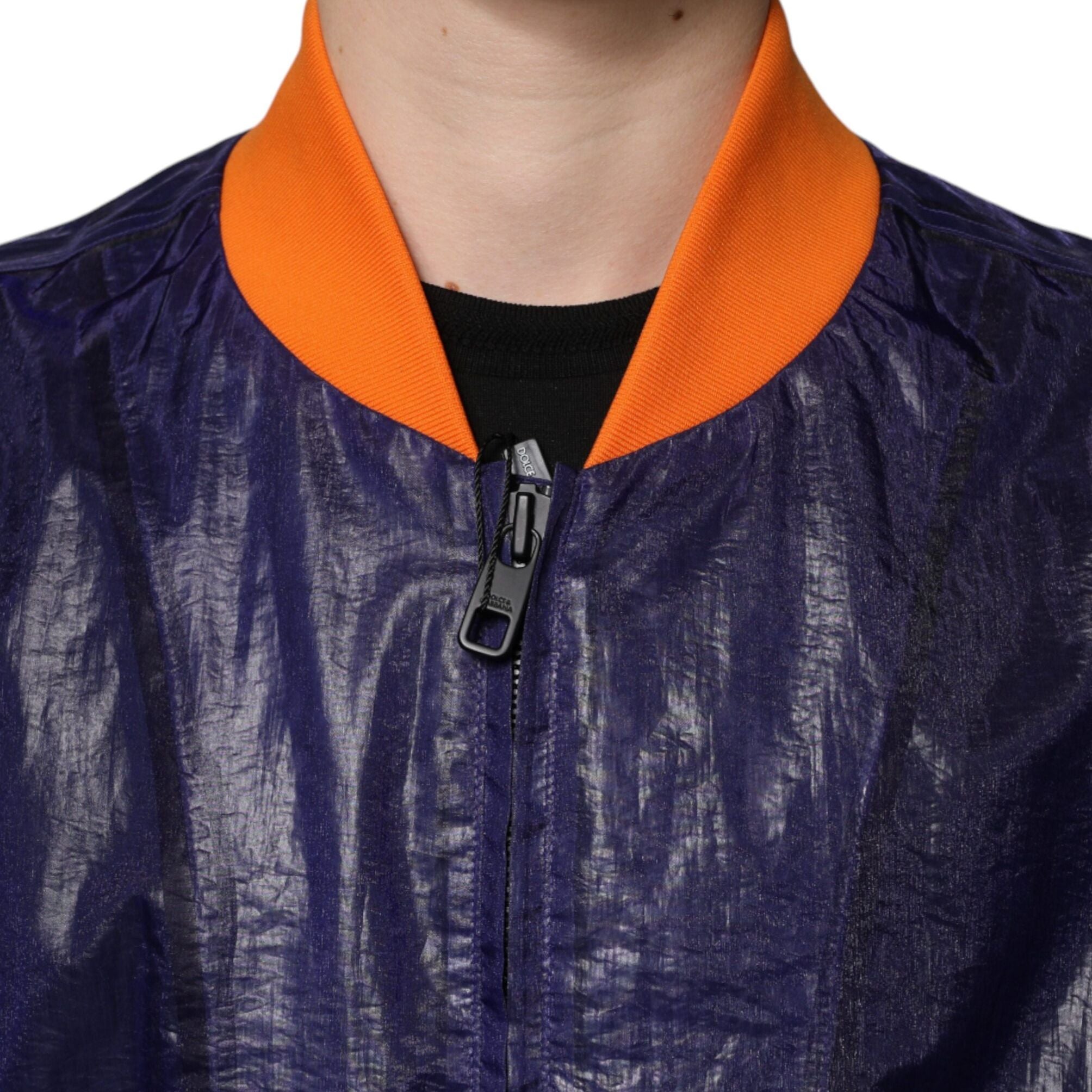 Dolce & Gabbana Blue Cotton Stretch Full Zip Bomber Jacket