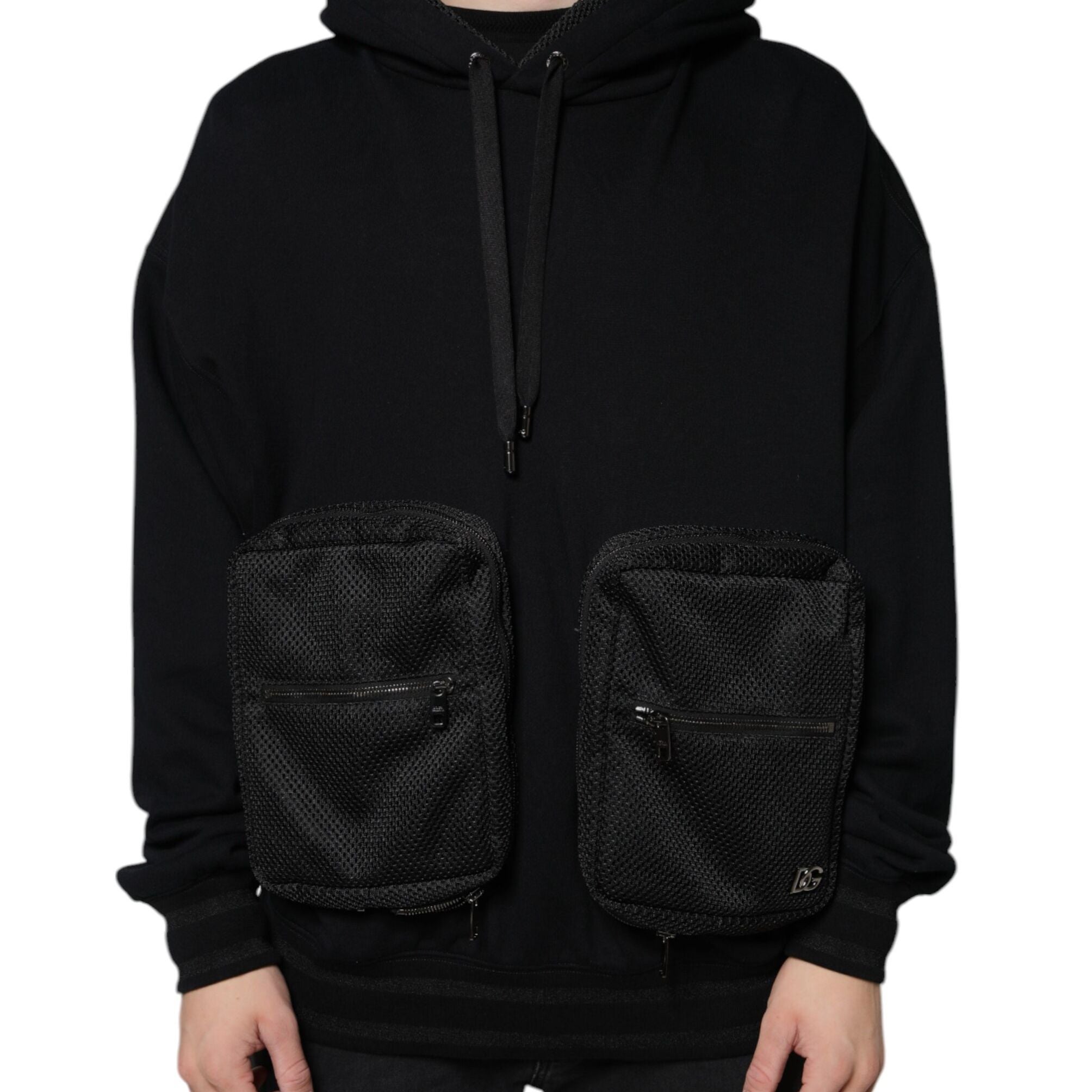 Dolce & Gabbana Black Hooded Pullover Men Sweatshirt Sweater