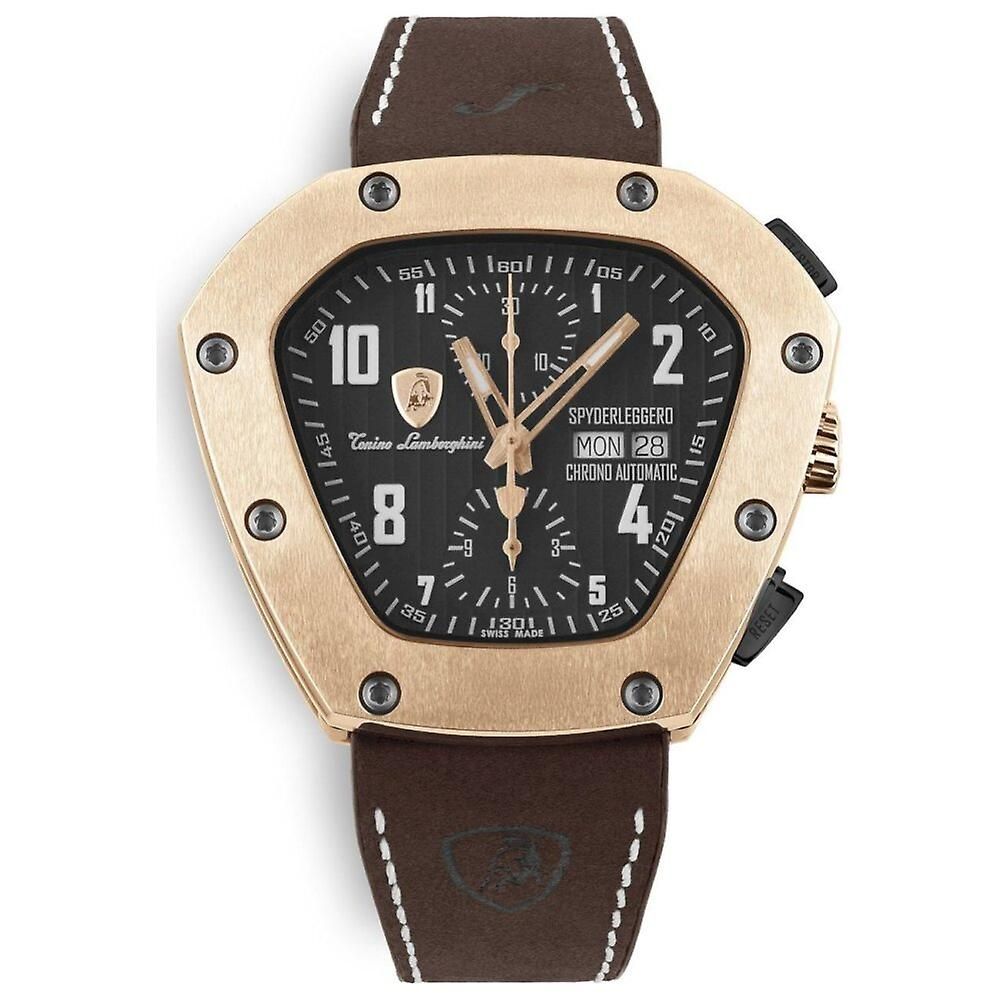 Lamborghini Black Leather Dress Watch
