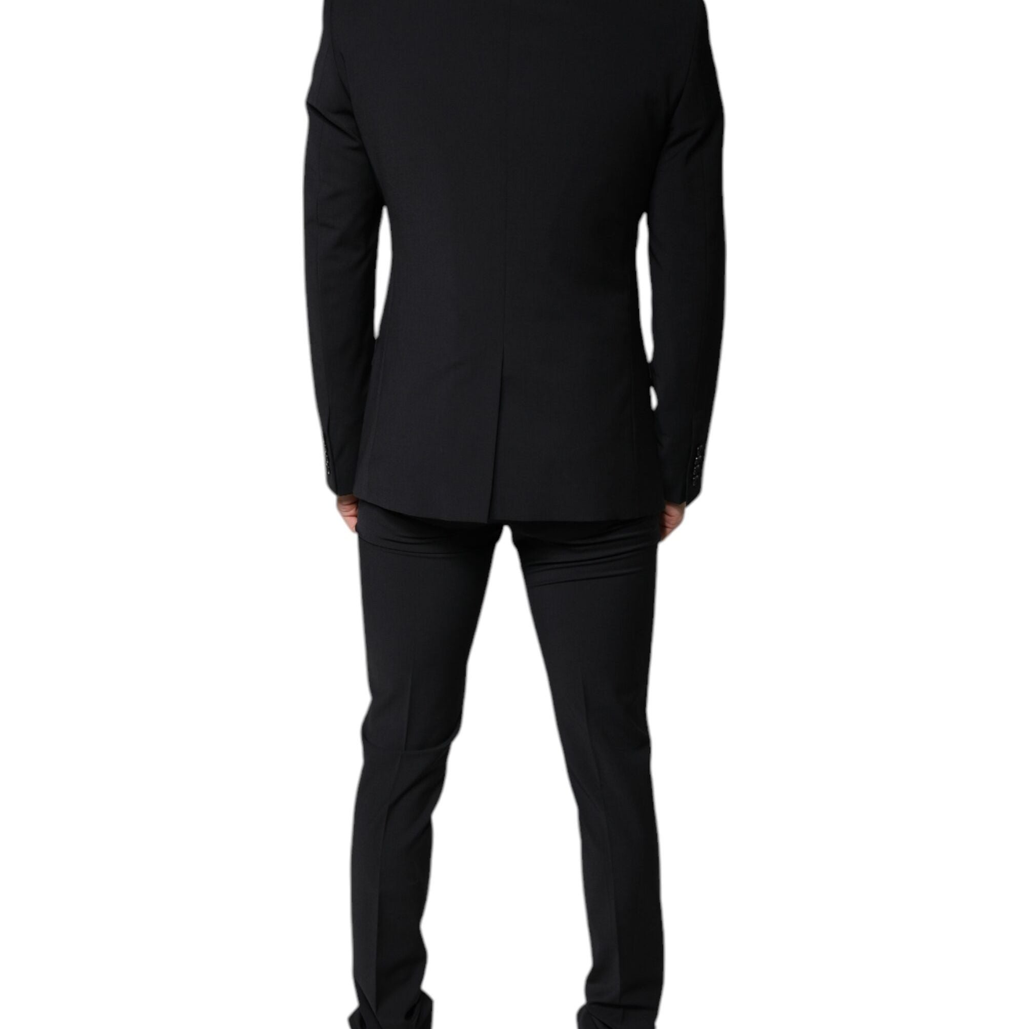 Dolce & Gabbana Black Wool 3 Piece Slim Fit Formal Men Suit