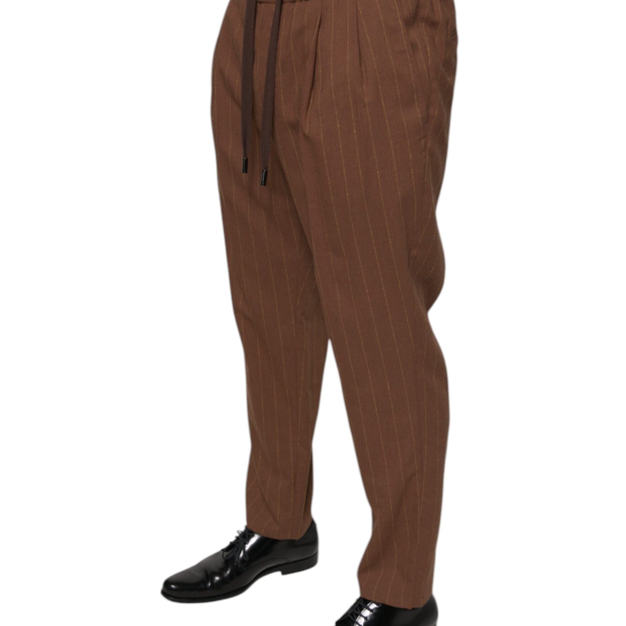 Dolce & Gabbana Brown Stripes Skinny Men Dress Pants