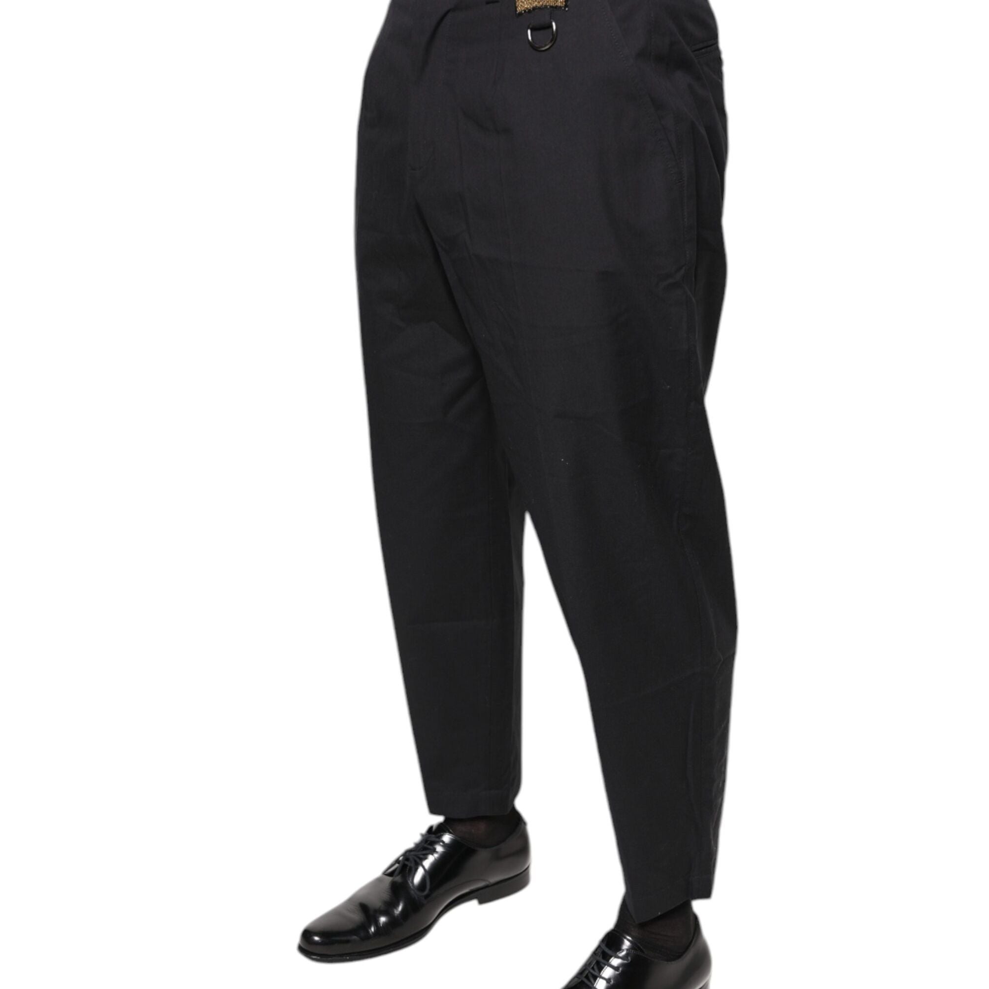 Dolce & Gabbana Black Crown Cotton Dress Pants