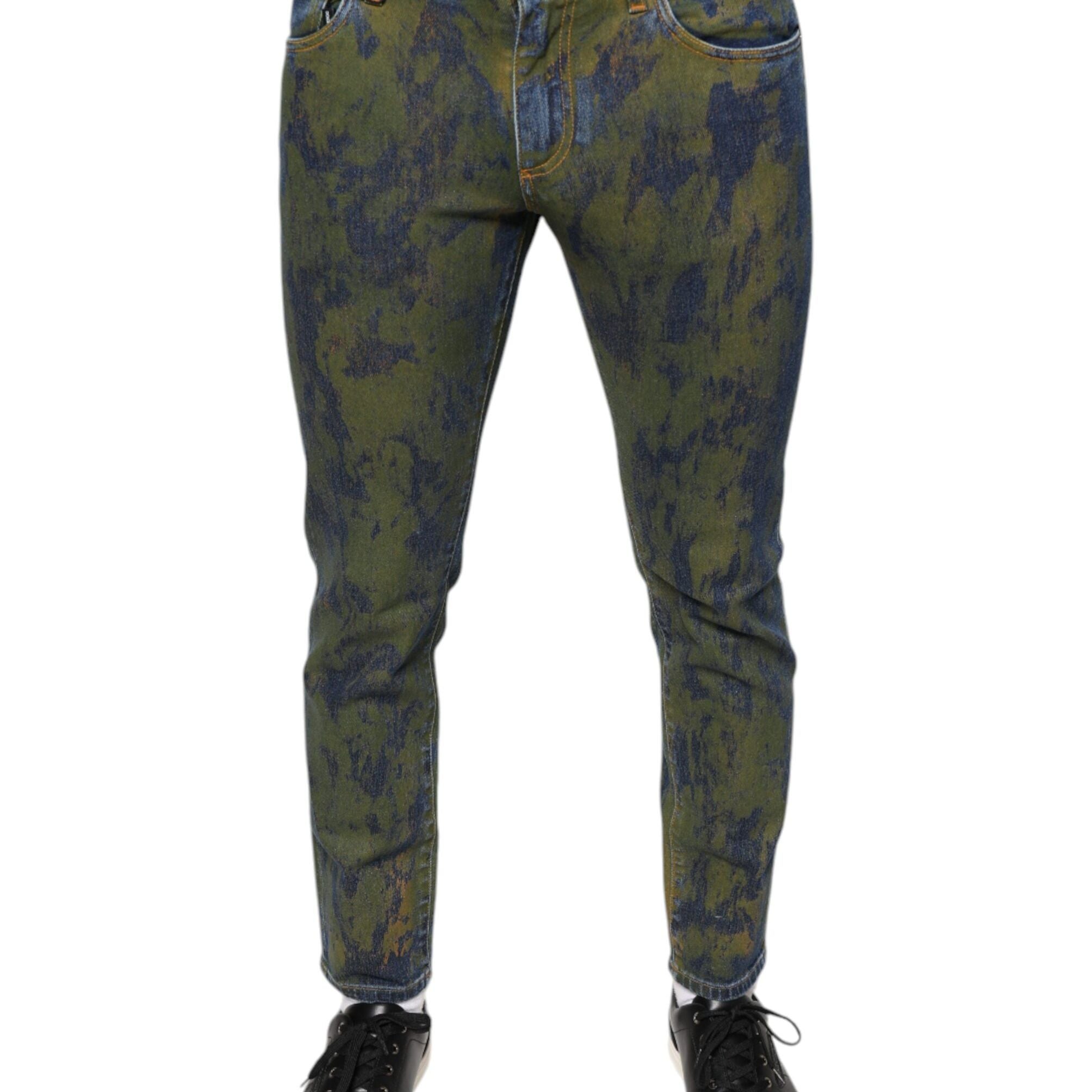 Dolce & Gabbana Blue Cotton Dye Slim Fit Men Denim Jeans