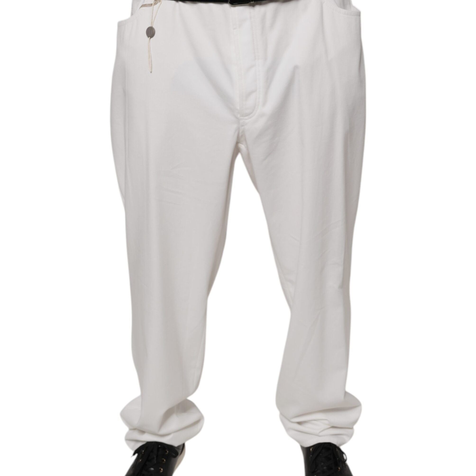 Brunello Cucinelli White Cotton Men Dress Tapered Pants