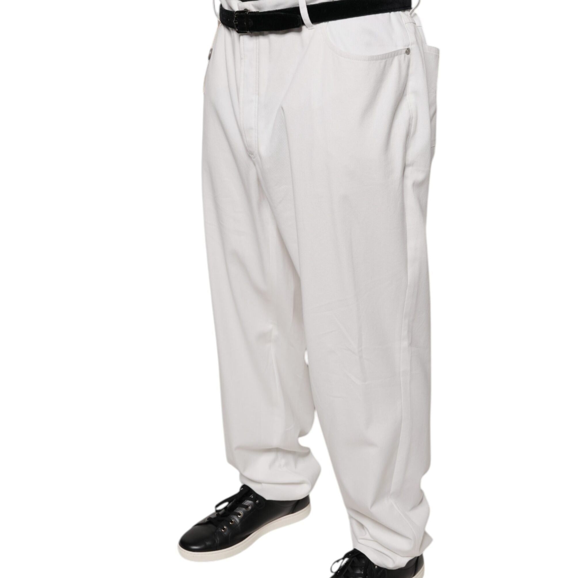 Brunello Cucinelli White Cotton Men Dress Tapered Pants