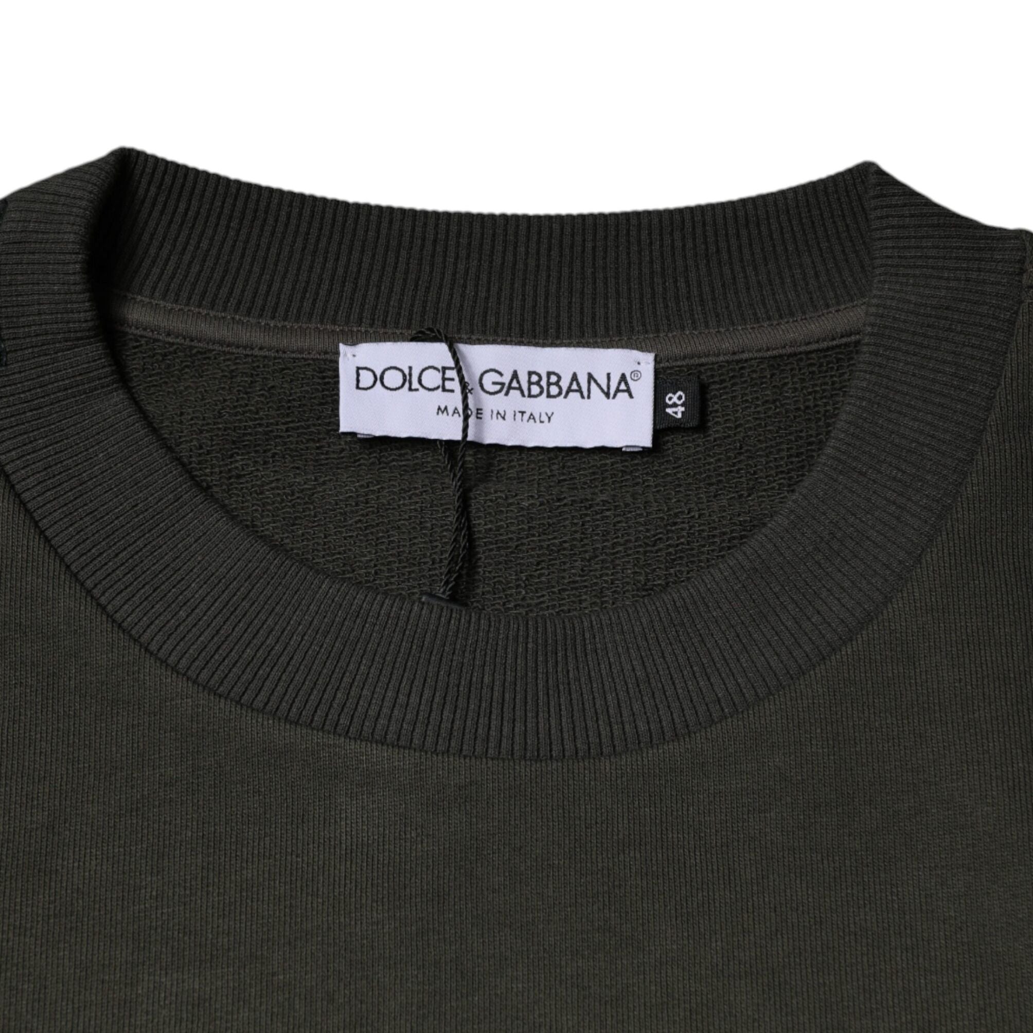 Dolce & Gabbana Army Green Crown Cotton Sweatshirt Sweater