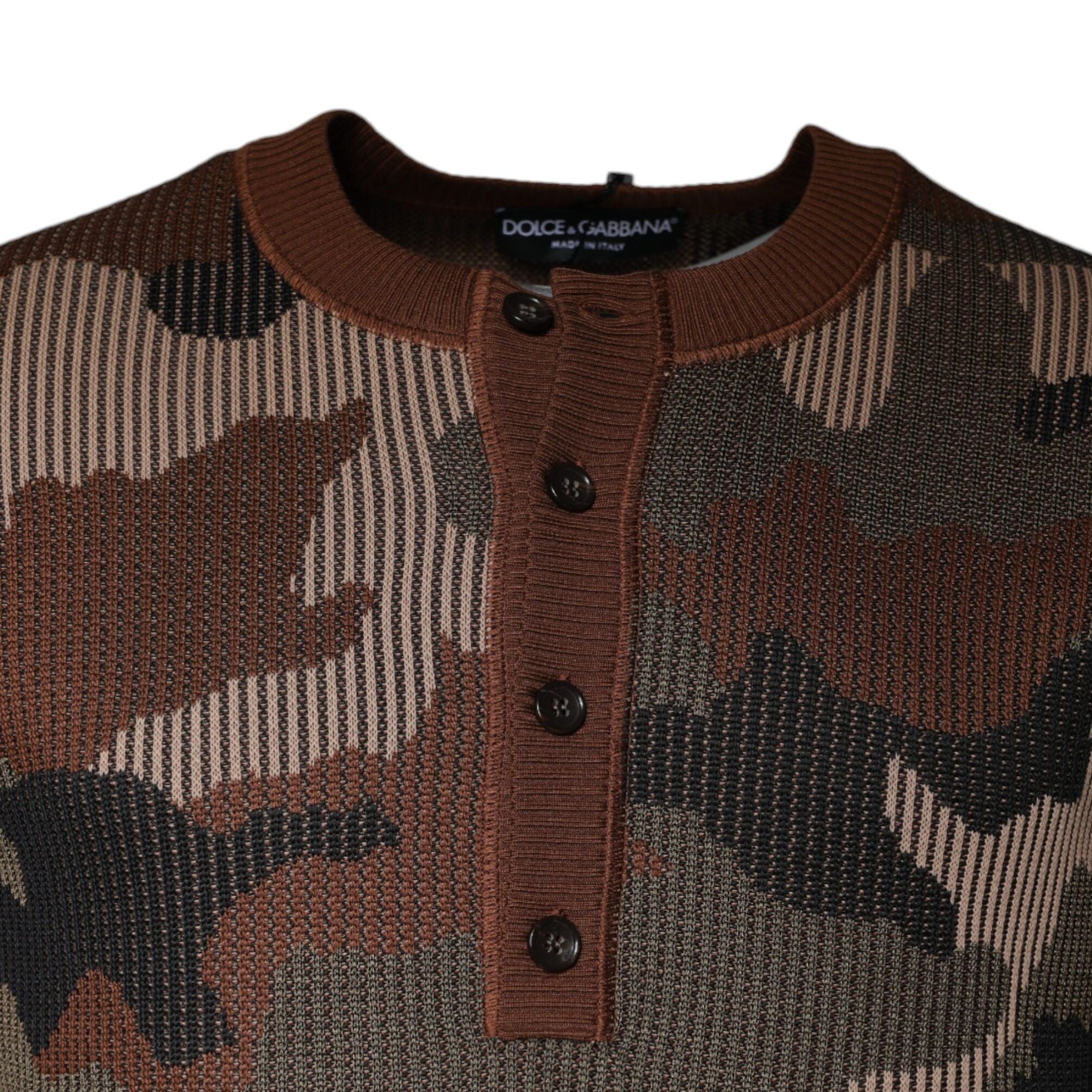 Dolce & Gabbana Multicolor Camouflage Men Pullover Sweater
