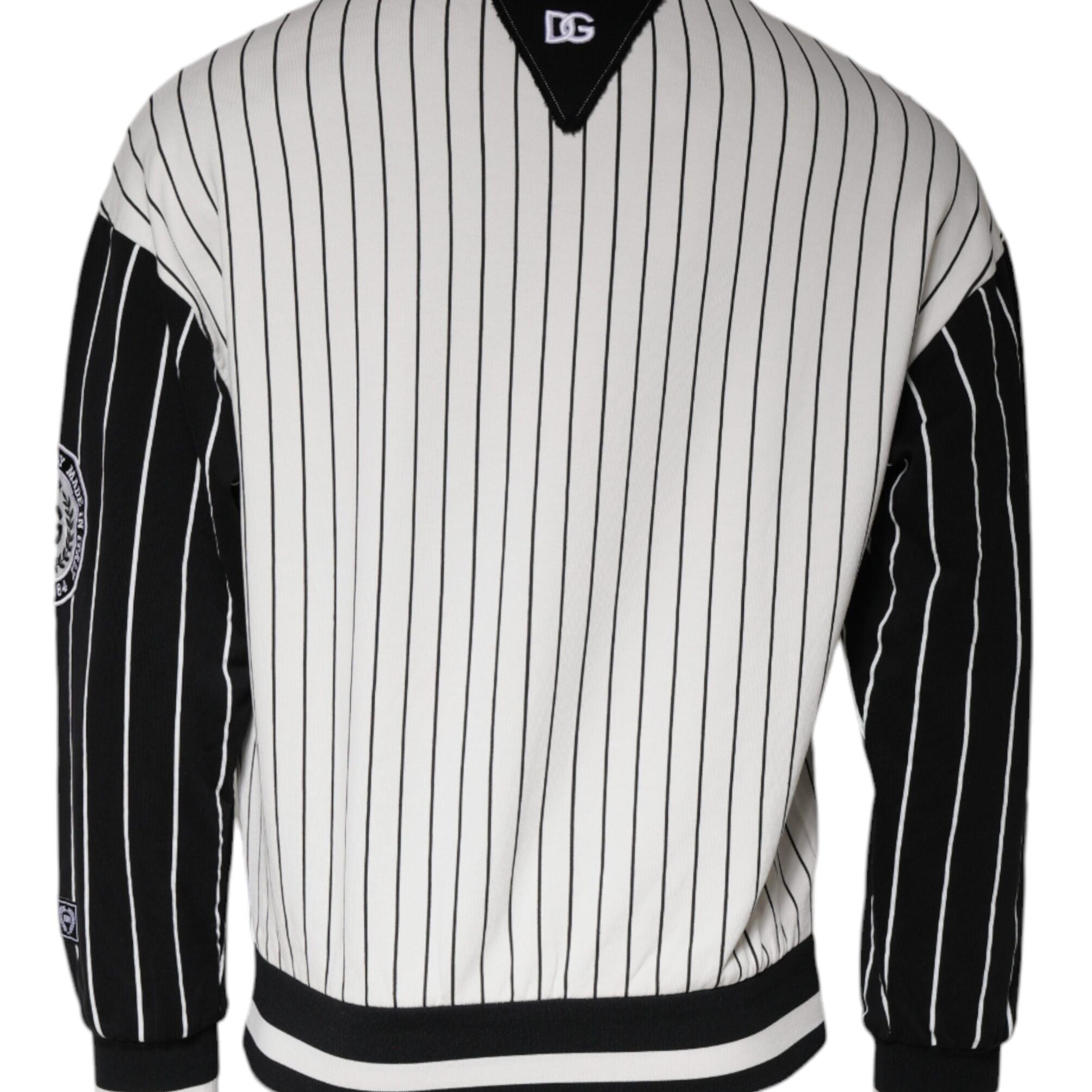 Dolce & Gabbana Black White Stripes Logo Sweatshirt Sweater
