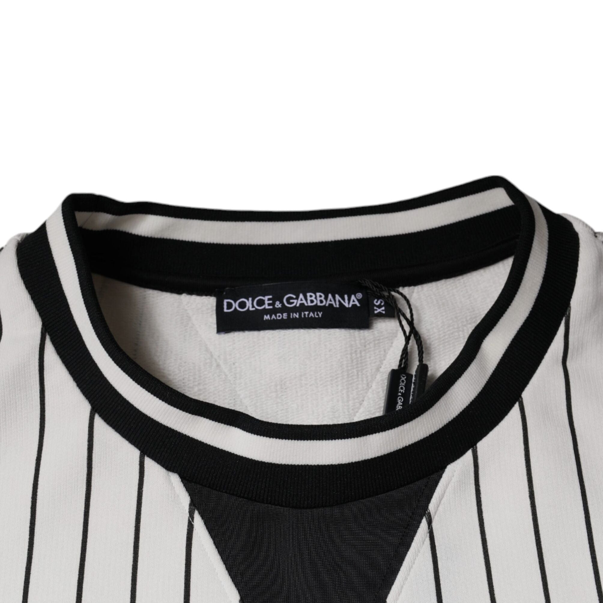 Dolce & Gabbana Black White Stripes Logo Sweatshirt Sweater