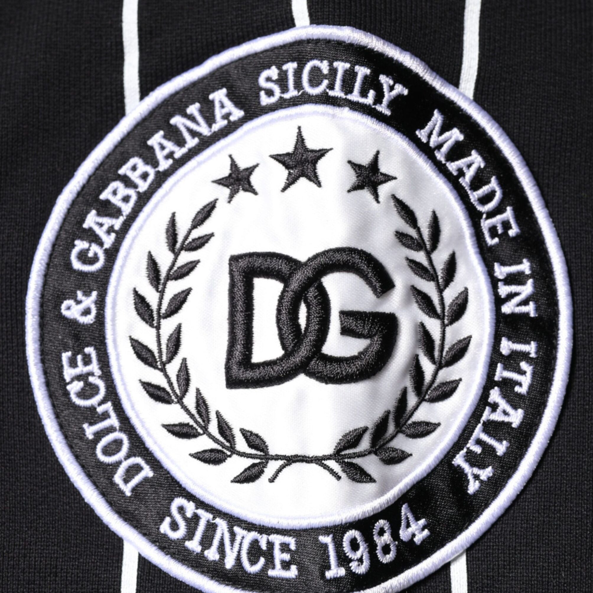 Dolce & Gabbana Black White Stripes Logo Sweatshirt Sweater