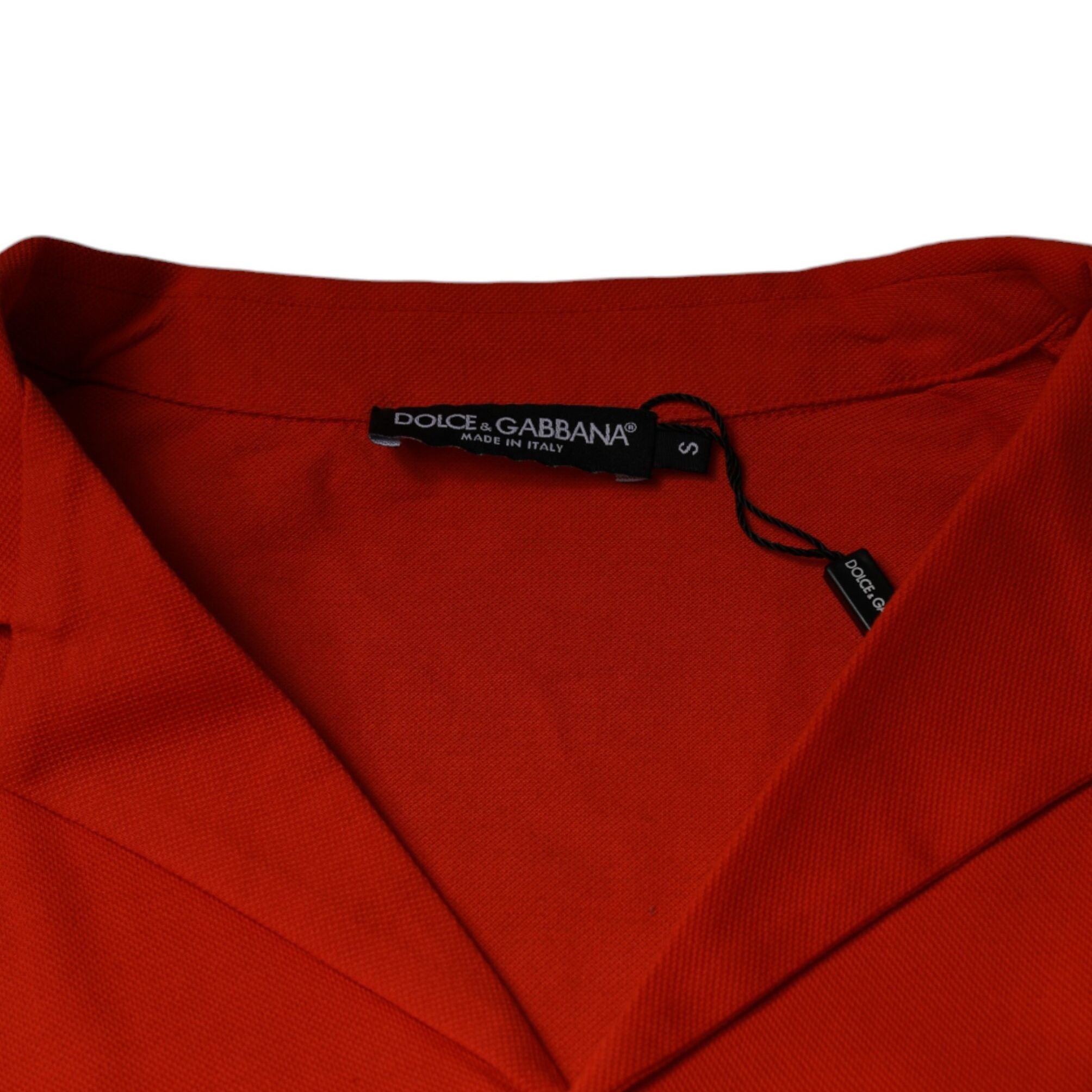 Dolce & Gabbana Orange Cotton Button Down Casual Polo Shirt