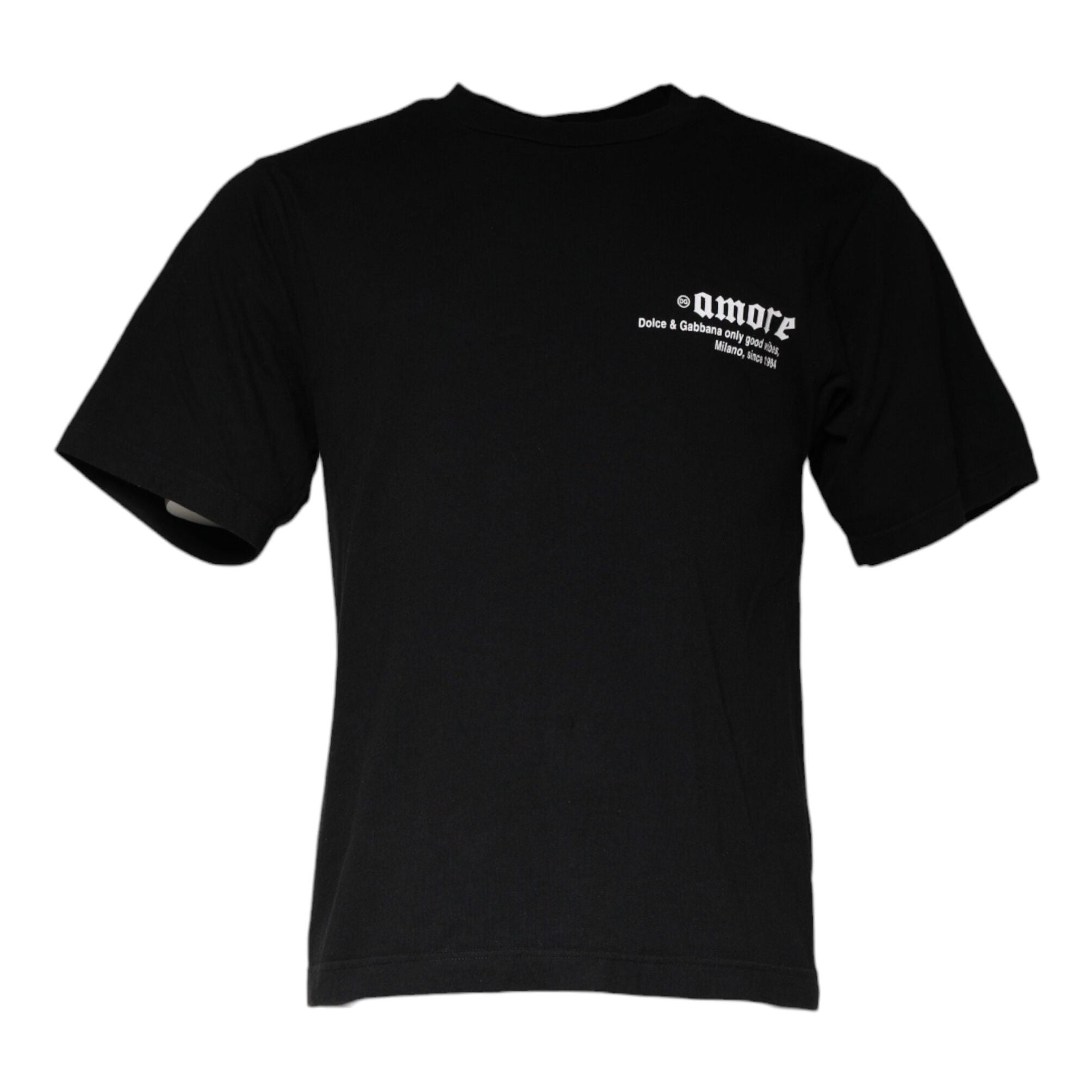 Dolce & Gabbana Black Amore Print Cotton Crew Neck T-shirt
